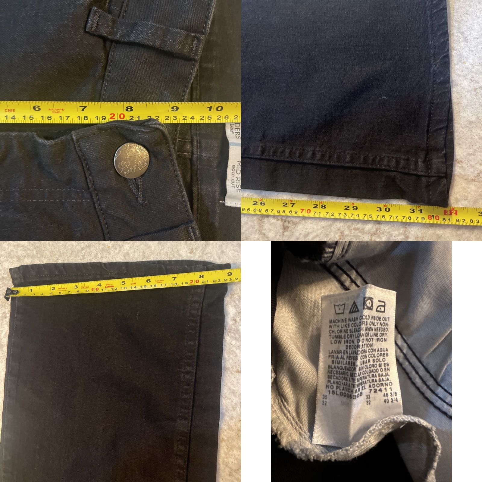 Lee Lee Riders By Lee Women's Jeans 10 M Mid Rise Straight Black Stretch Denim 32x32 Size 32" / US 10 / IT 46 - 8 Thumbnail