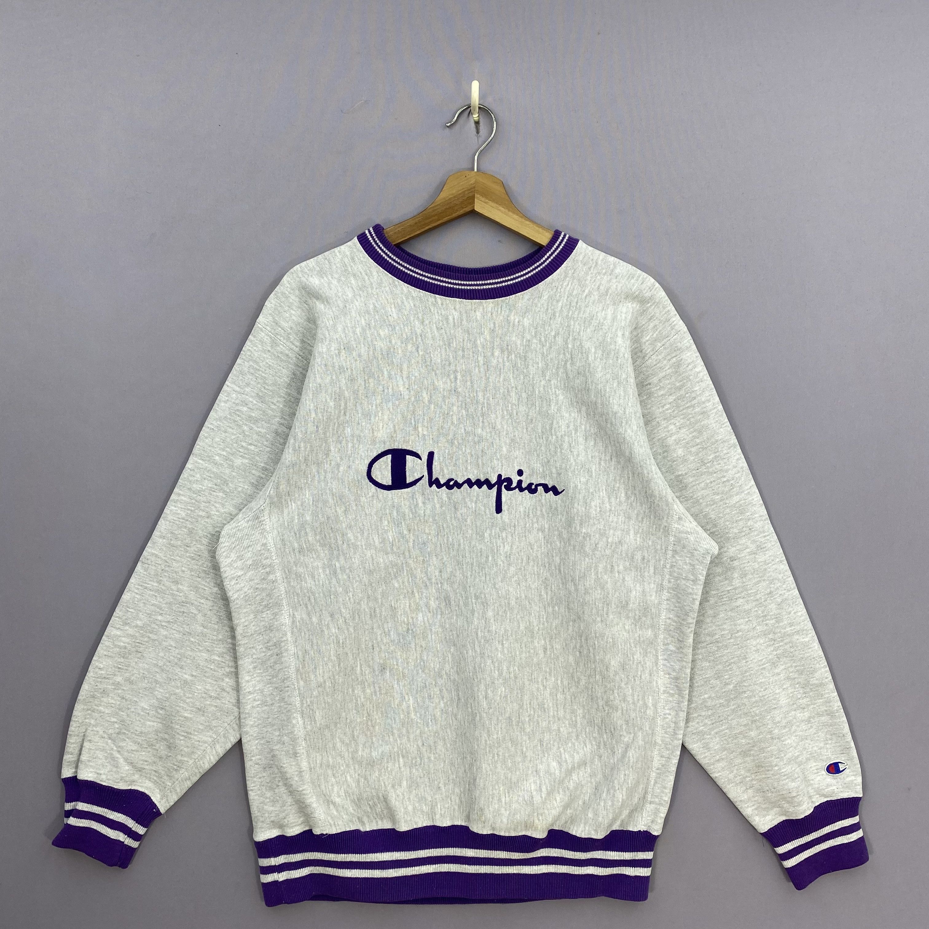 Champion Vintage 90s Champion Reverse Weave Sweater Spellout Pullover Size US L / EU 52-54 / 3 - 2 Thumbnail