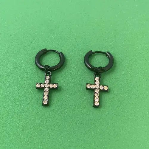 Designer × Jewelry Cross Dangle Drop Earrings for Men Women,Cross Earrings Size ONE SIZE - 1 Thumbnail