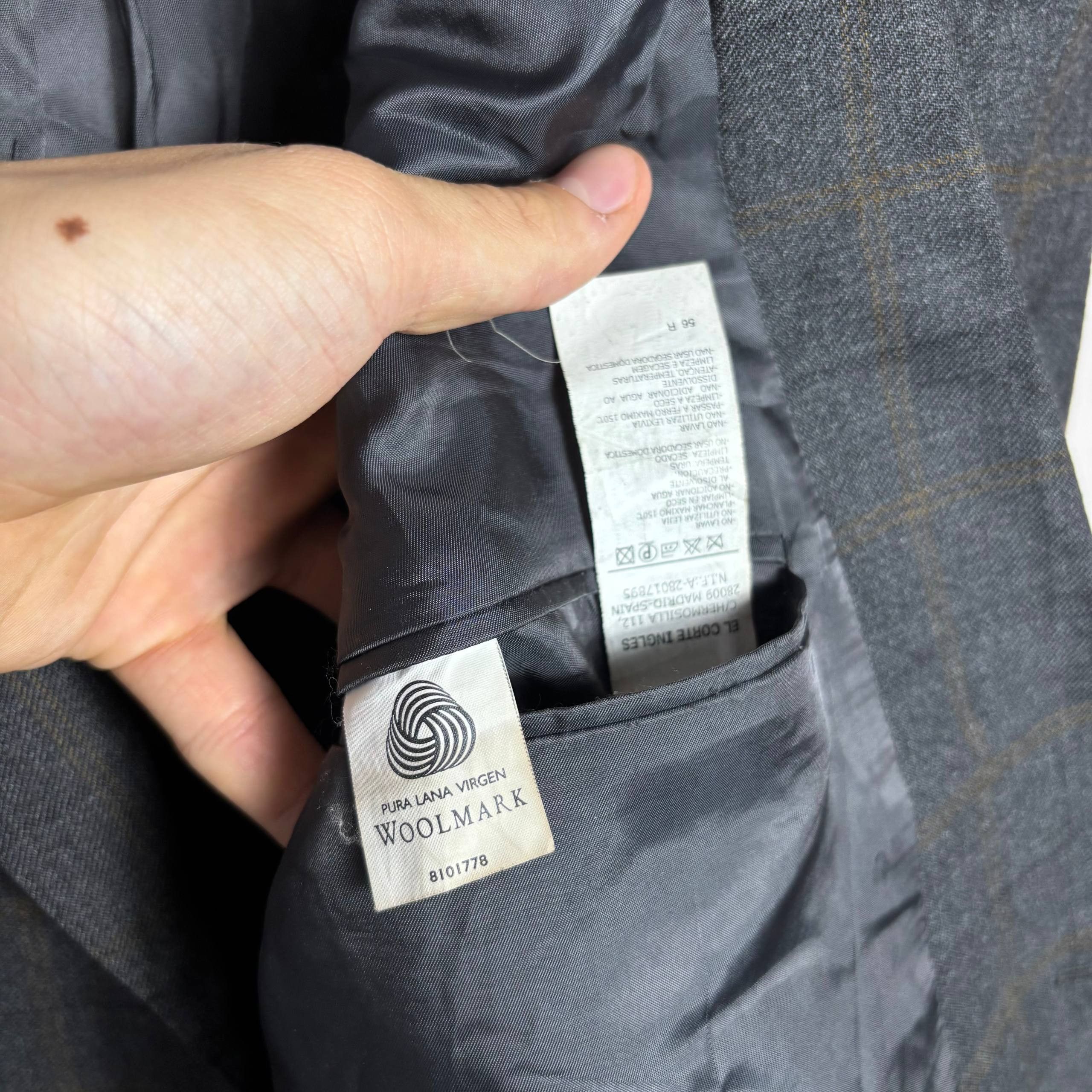 Other Dustin El Corte Tweed Check Gray Lined Wool Blazer 46 EU 56R Size 46R - 7 Thumbnail