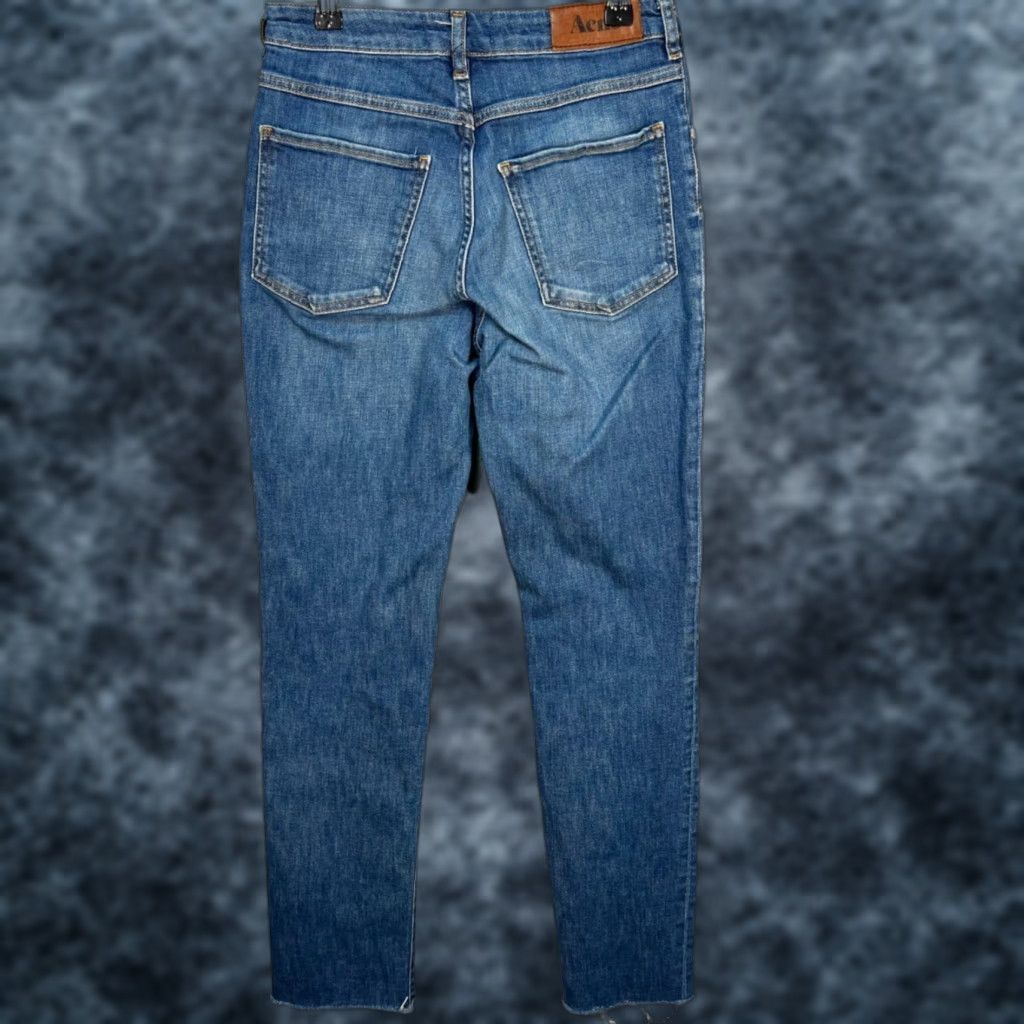 Denime Acne Denim Jeans Womens 26 x 29 High-Waisted Blue Skinny 5-Pocket Raw Hem Size 30" / US 8 / IT 44 - 1 Thumbnail