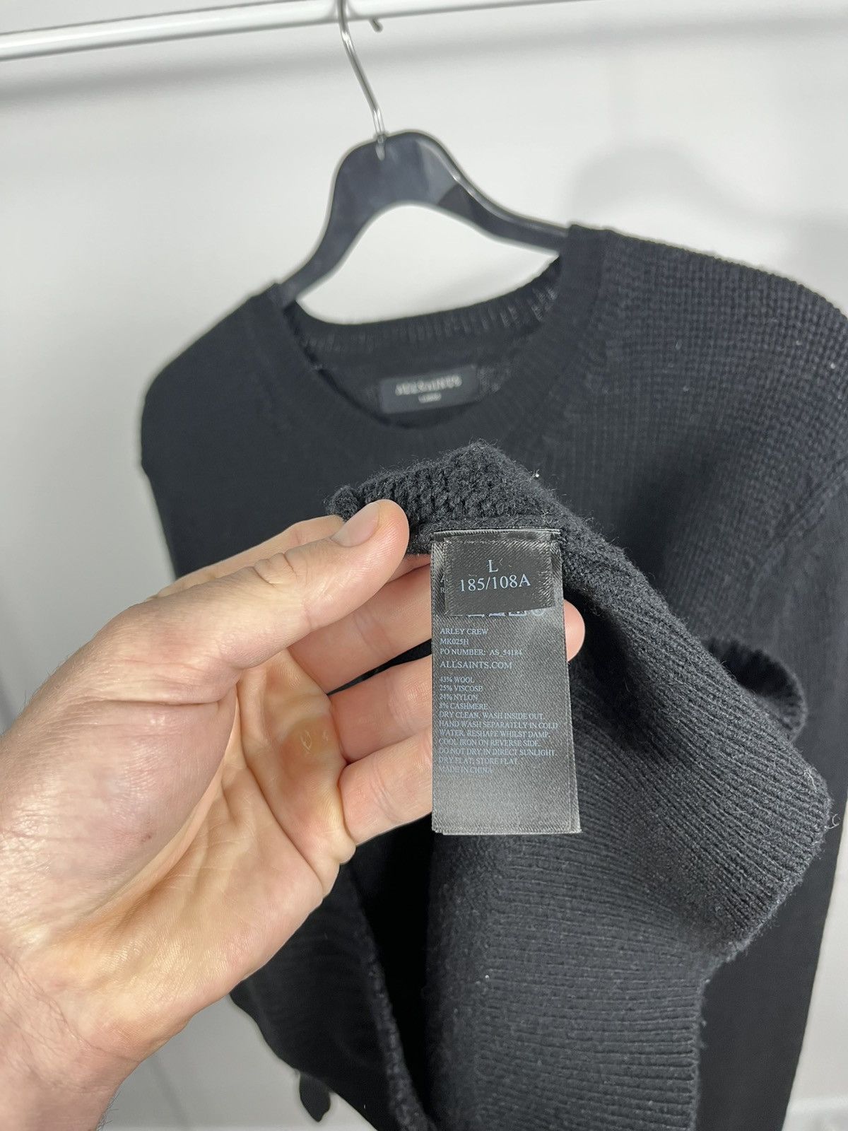Allsaints AllSaints black wool blend Arley crew knit sweater L Size US L / EU 52-54 / 3 - 5 Thumbnail