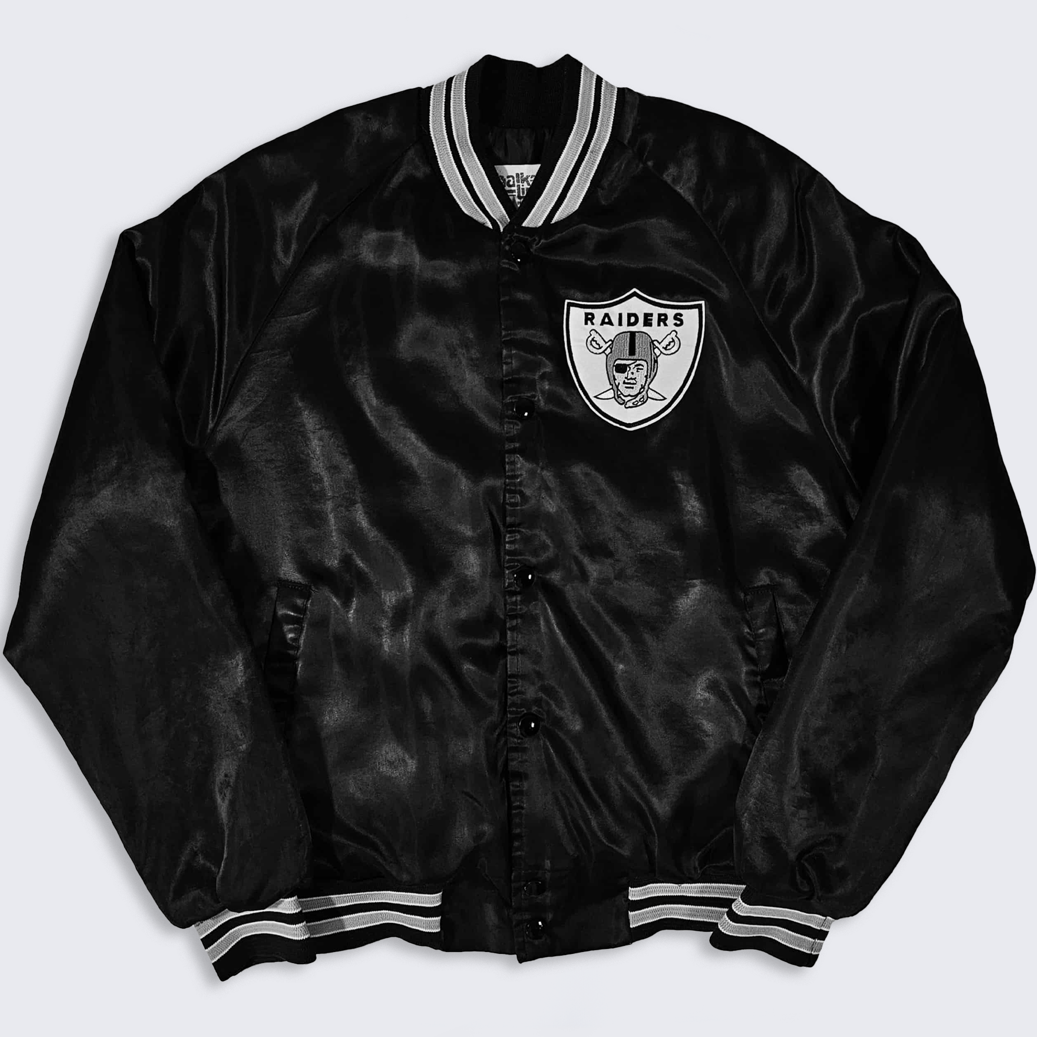 NFL Oakland Raiders Vintage 90s Chalk Line Satin Bomber Jacket Size US S / EU 44-46 / 1 - 2 Thumbnail