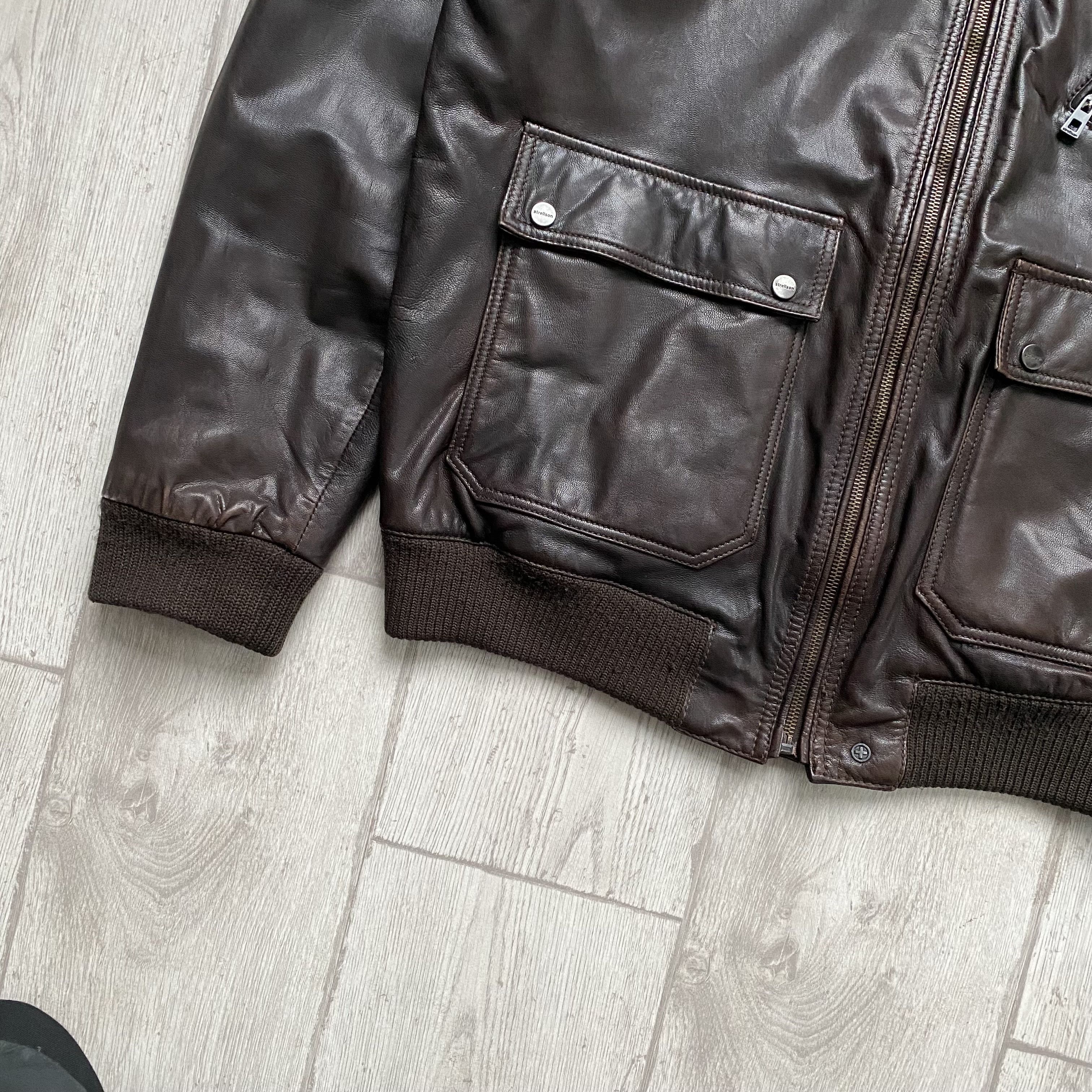 Genuine Leather Vintage Strellson Brown Real Leather Racing Moto Jacket Size US L / EU 52-54 / 3 - 3 Thumbnail