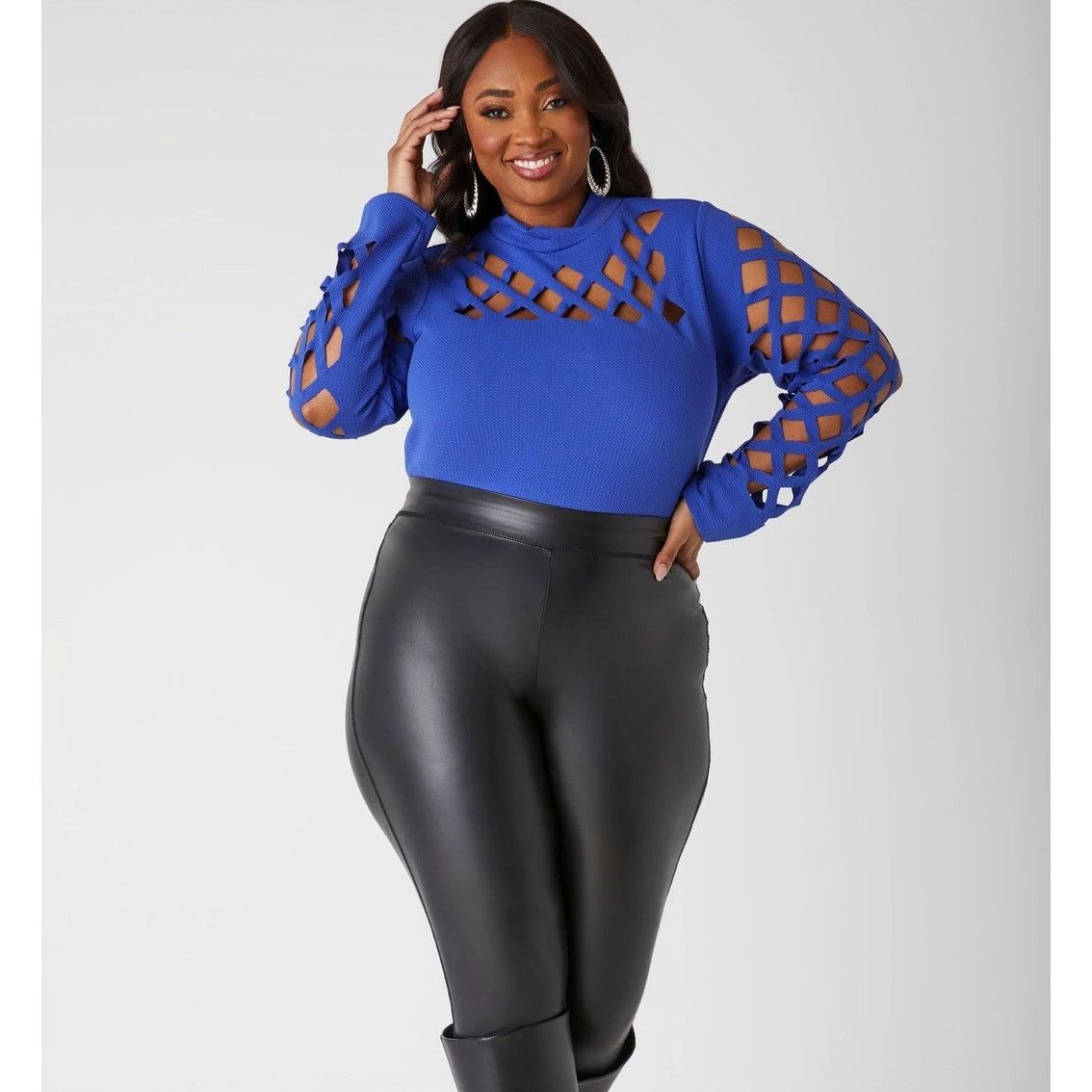 Other PLUS Size 5X | Womens Cutout Textured Stretch Knit Top | NWT Size 4XL / US 24-26 - 5 Thumbnail