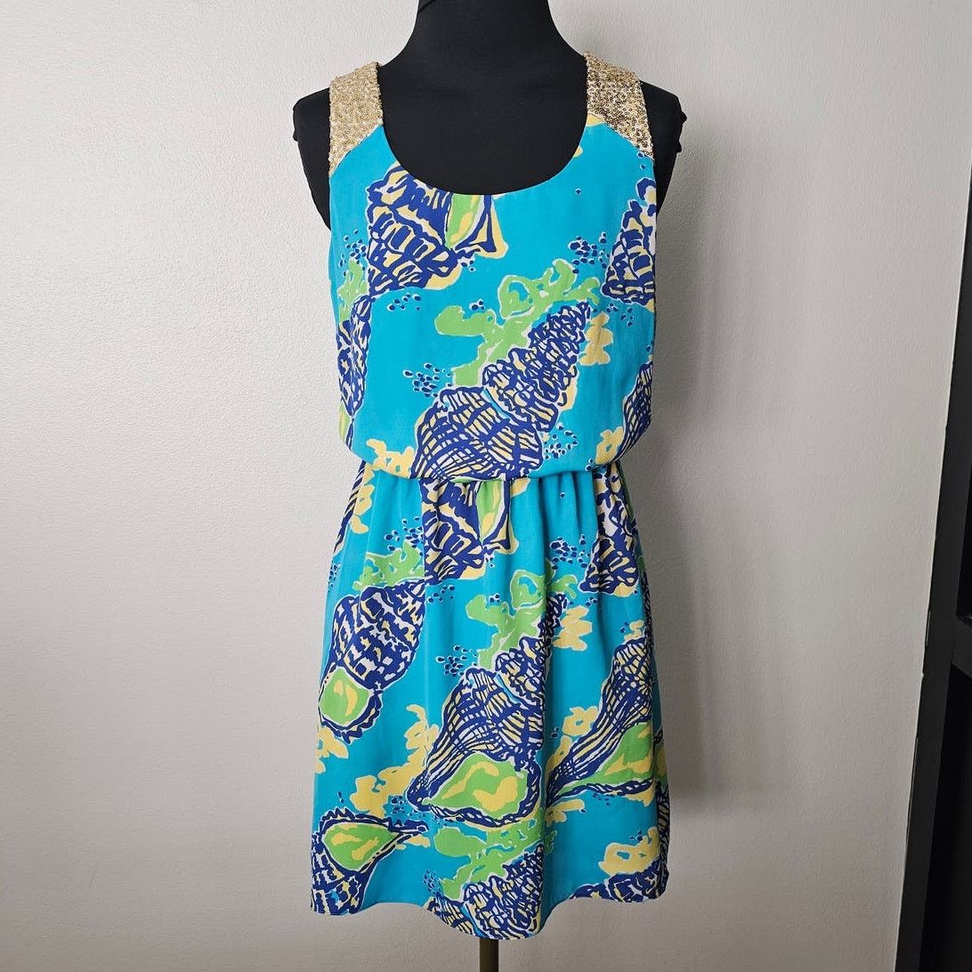 Lilly Pulitzer EUC Lilly Pulitzer Calissi Turquoise Sound the Horn Dress XS Size XS / US 0-2 / IT 36-38 - 4 Thumbnail
