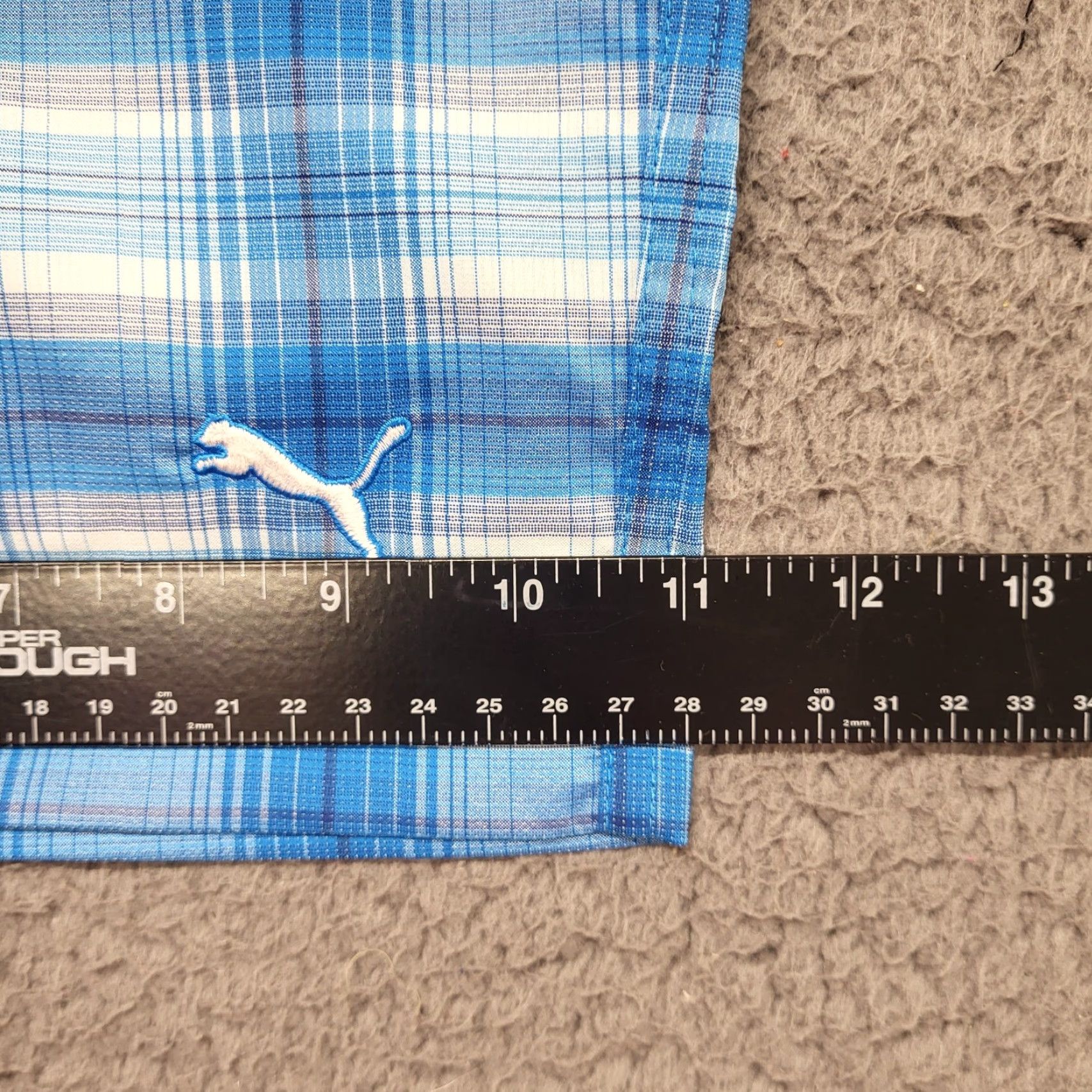 Puma Puma Shorts Mens 30 Blue Plaid Active Golf Chino Performance Flat Front Wicking Size US 30 / EU 46 - 7 Thumbnail