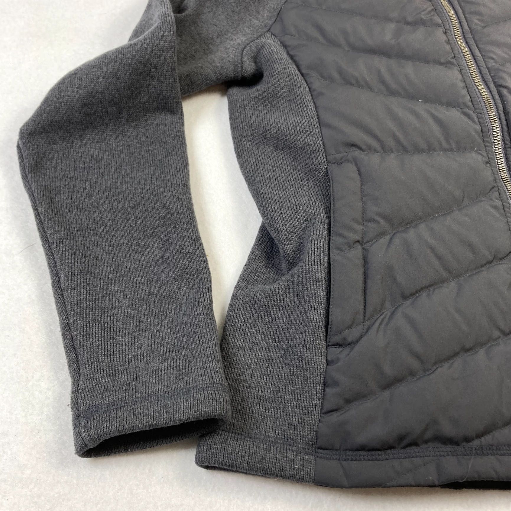 Vintage L.L. Bean Downtek Jacket Women's Small Gray Puffer Full Zip Fleece Lined Collar Size S / US 4 / IT 40 - 2 Thumbnail