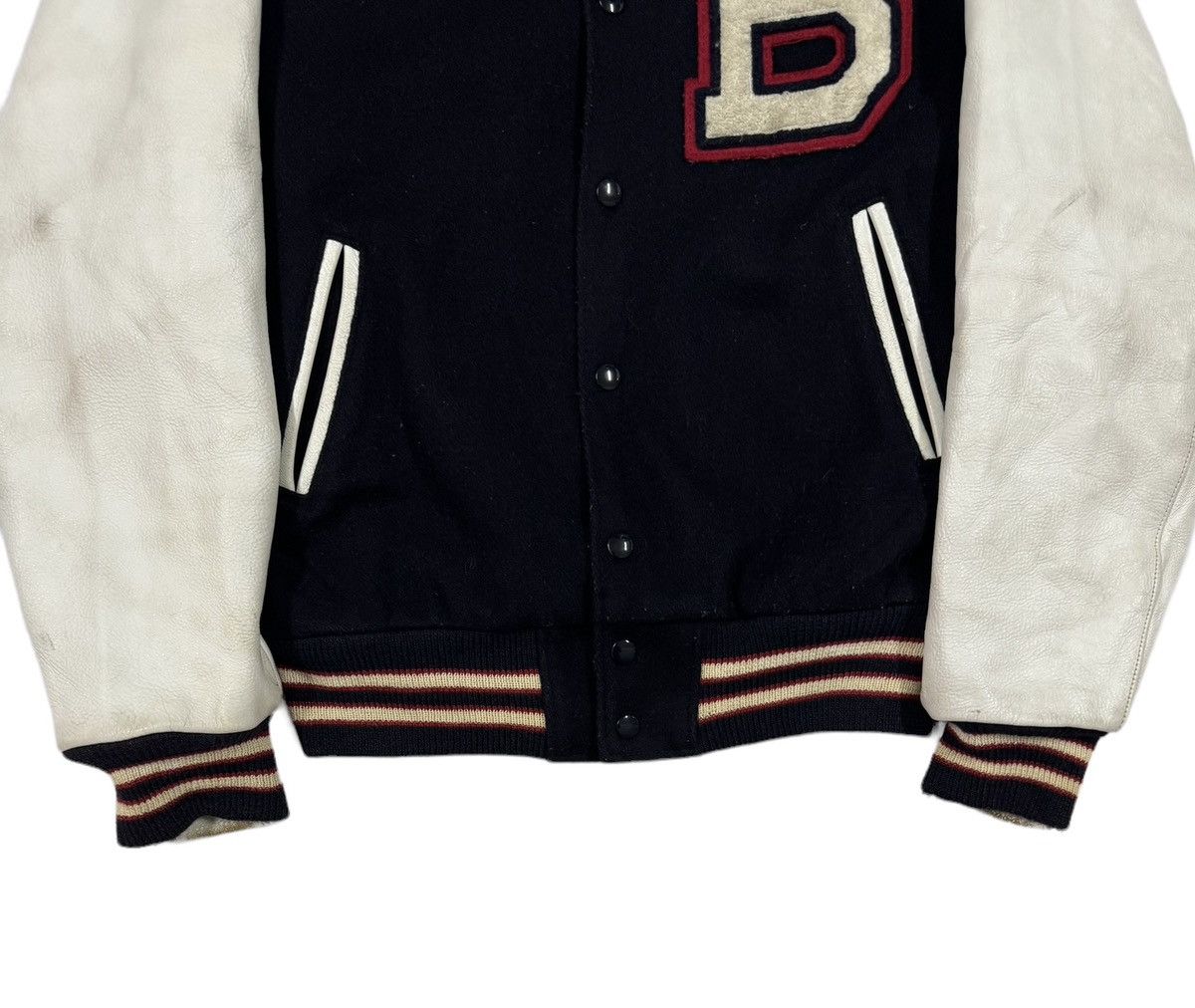 Vtg🔥80’s Golden Bear Wool Varsity Sleeve Leather Jacket