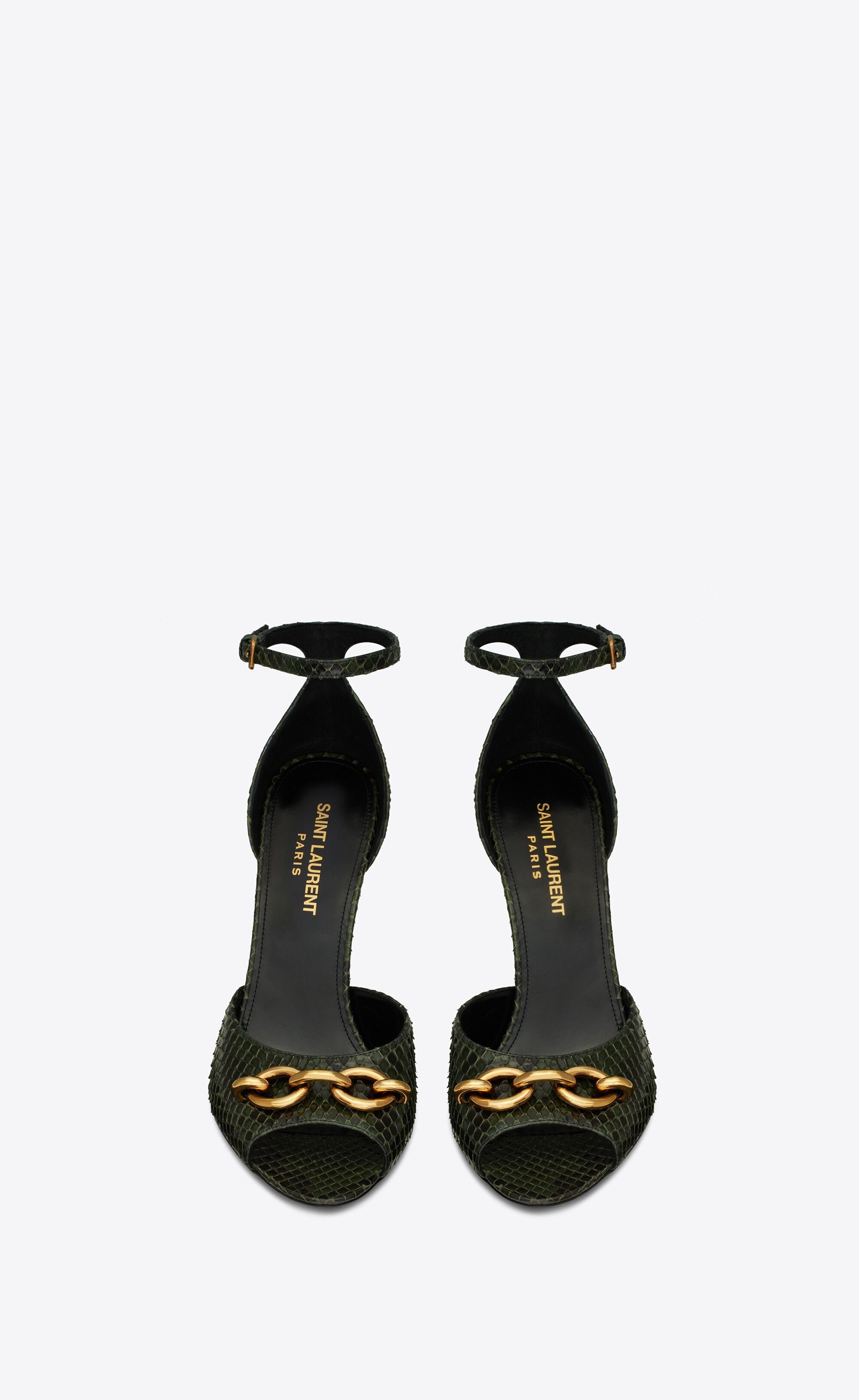 Saint Laurent Paris o1s1wg111224 Le Maillon Sandals in Python in Dark Green Size US 8 / IT 38 - 2 Thumbnail