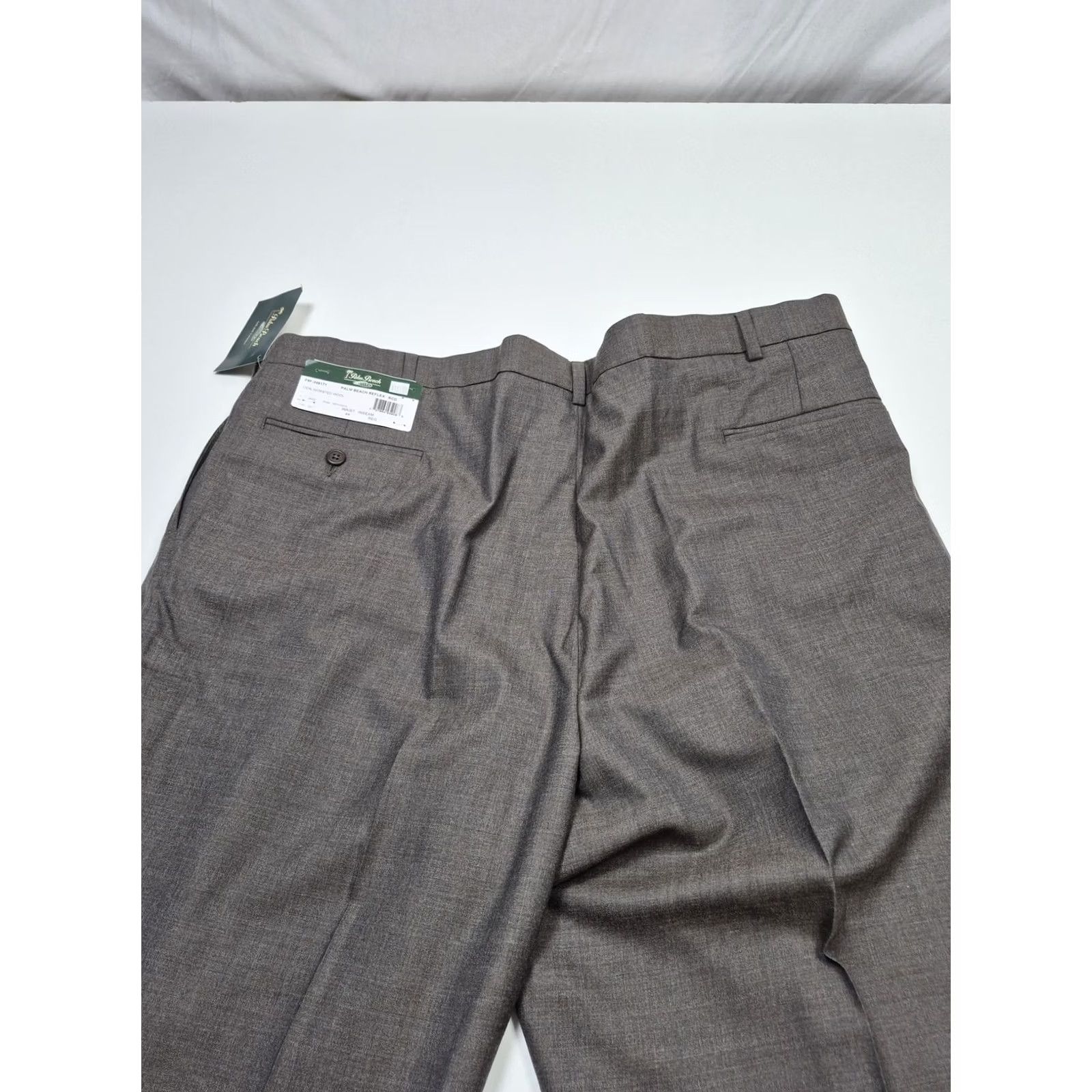 Vintage Palm Beach Wool Suit Pants Gray 44x36 Mens NWT Unhemmed 100% Wool Pleated Dress Straight Leg Classic Fit Dress Pants Business Formal Wedding Size 44R - 6 Thumbnail