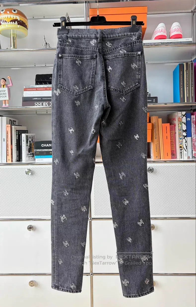 Chanel Chanel Black and gray shiny logo small foot jeans Size 42" / US 20 - 2 Thumbnail