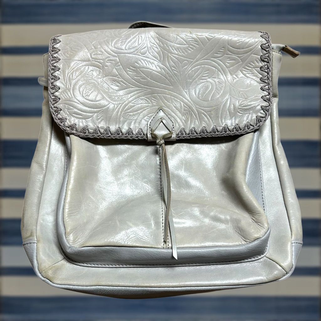 The Sak VINTAGE The Sak Ventura Backpack Purse Messenger Bag Gray Distressed Embossed Women's Size ONE SIZE - 1 Thumbnail