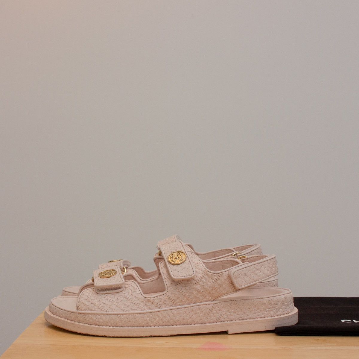 Chanel CHANEL 2022 Calfskin Velcro Dad Medallion Sandals Pink 38.5C Size US 8.5 / IT 38.5 - 9 Thumbnail