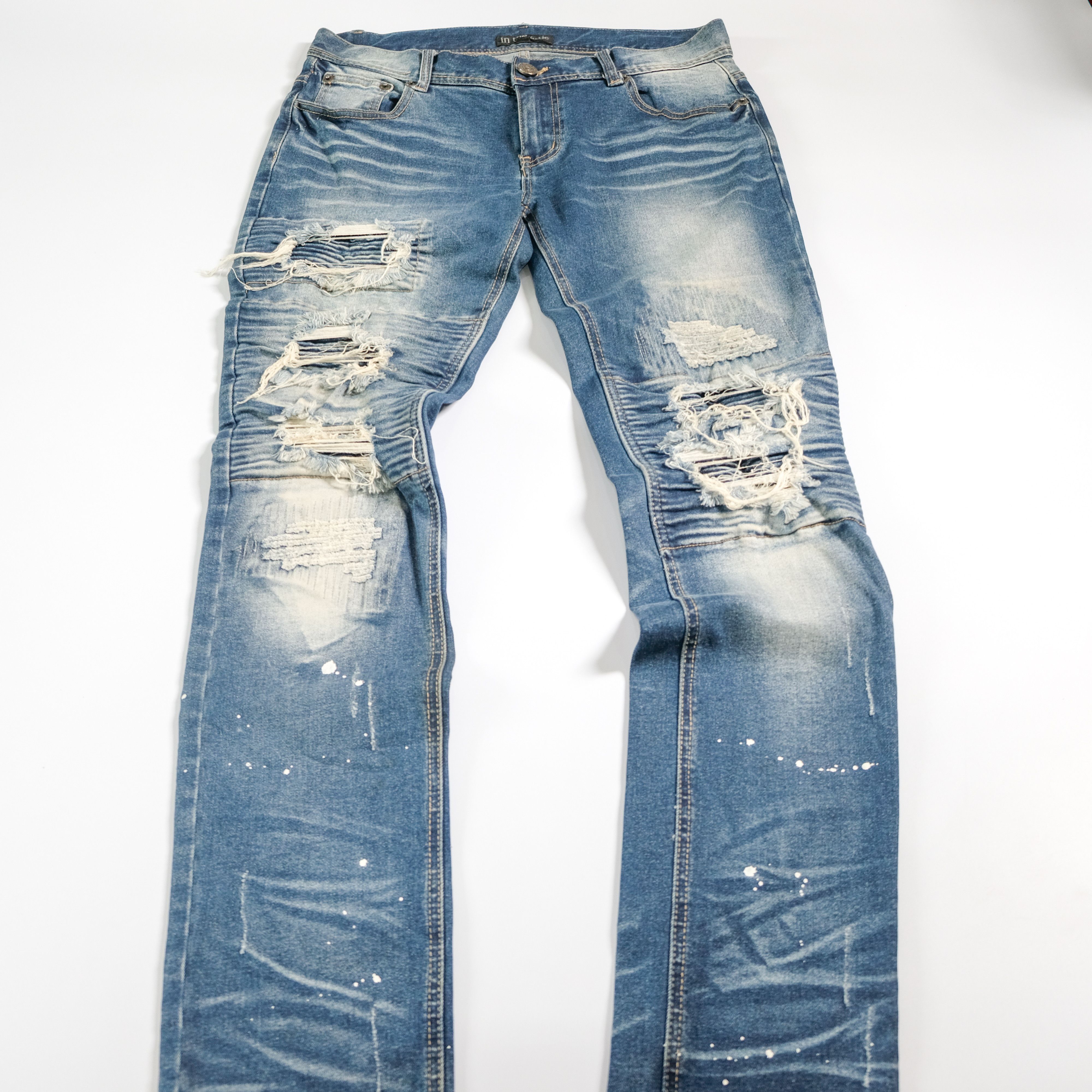 In The Attic In The Attic blue ripped super skinny jeans Size US 31 - 2 Thumbnail