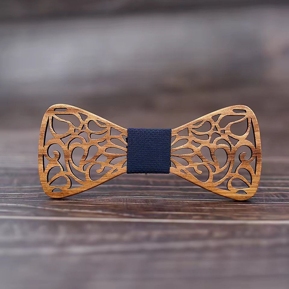 Handmade Floral Wood Bow Tie Size ONE SIZE - 1 Thumbnail