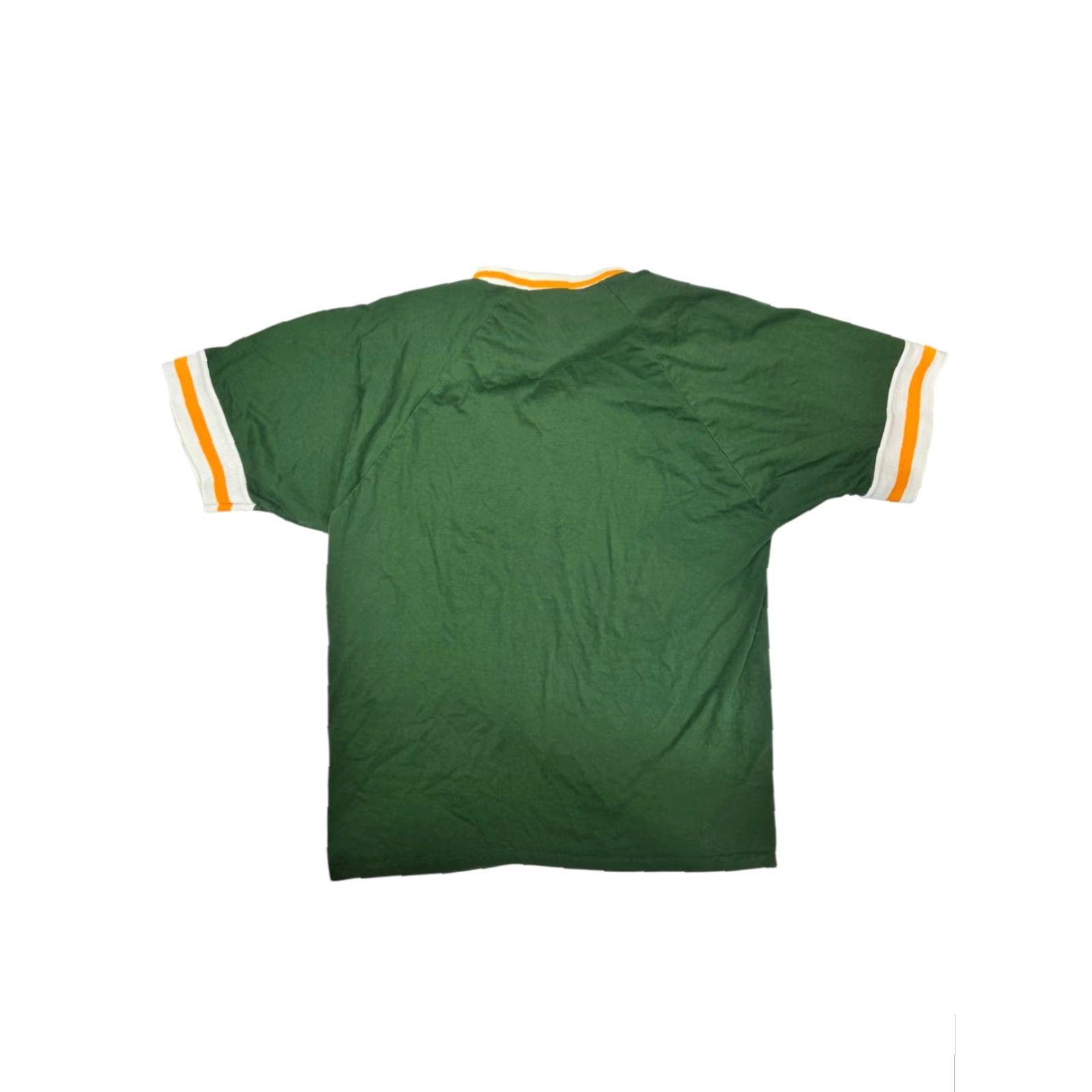 Venus VINTAGE VKM VENUS Men’s T-Shirt 2XL Green White Orange Striped Raglan V-Neck Short Sleeve Shirt Mens Size US XXL / EU 58 / 5 - 3 Thumbnail