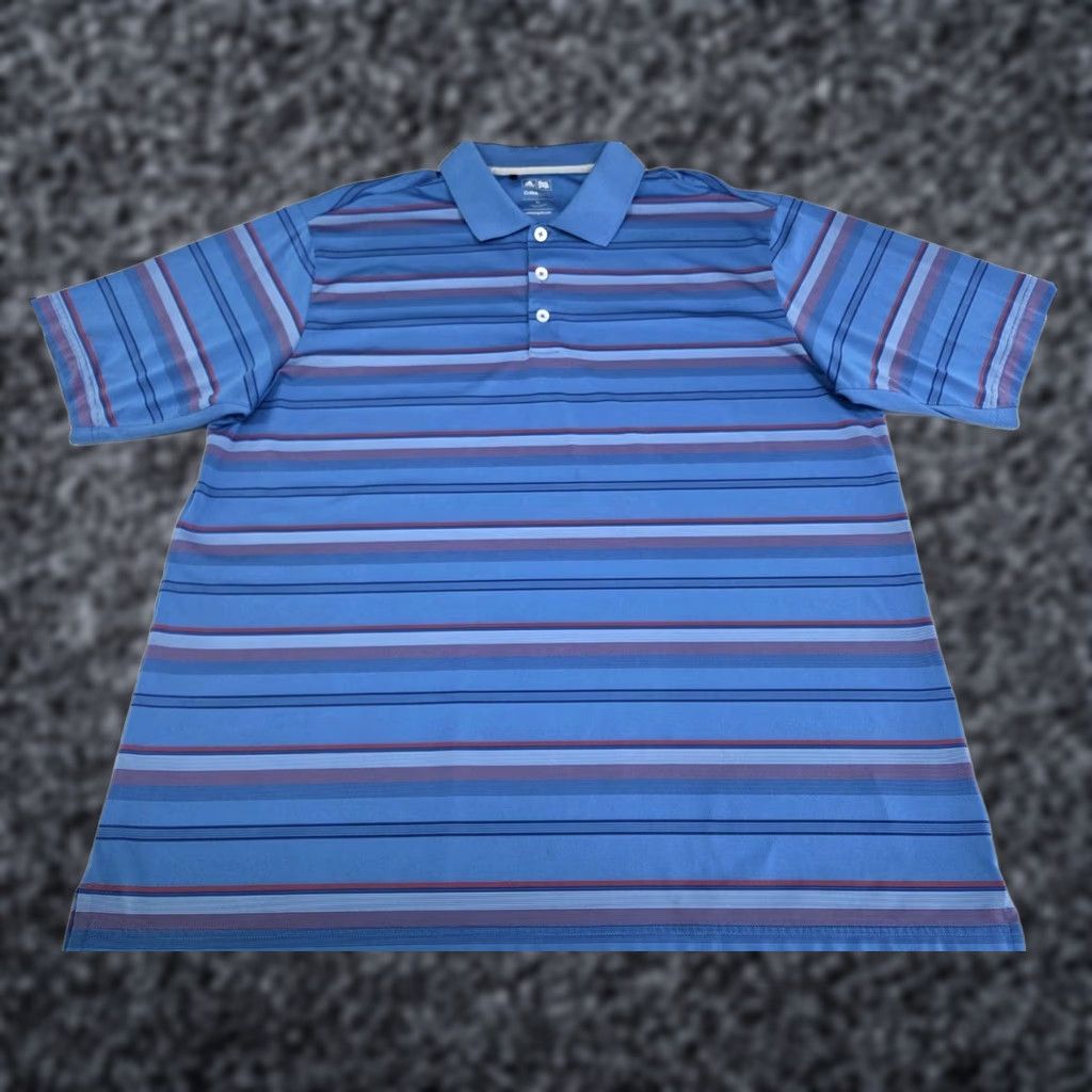 Adidas Adidas Golf Polo Shirt Mens ClimaCool Blue Striped Short Sleeve XL Size US XL / EU 56 / 4 - 1 Thumbnail