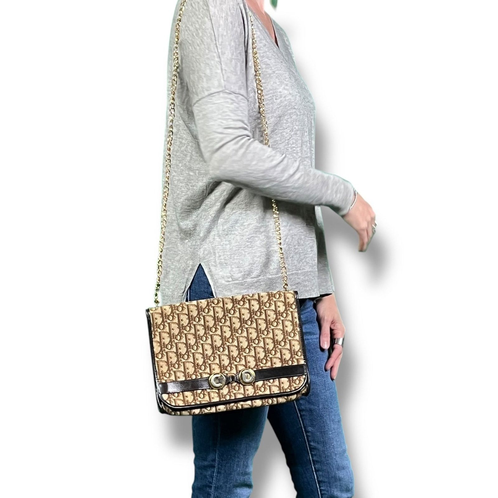 Christian Dior Monsieur Vintage Christian Dior Trotter Canvas Logo Gold Chain Purse Size ONE SIZE - 5 Thumbnail
