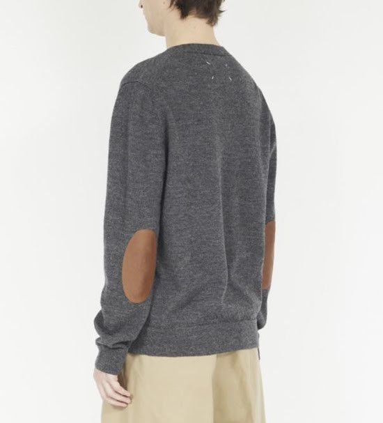 o1w1db11225 Elbow Patch Cardigan in Grey