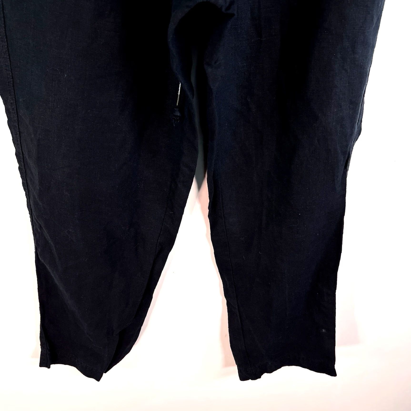 J.Crew J.CREW Denim Elastic Waist Tie Straight Linen Pants Womens SZ M Black 32X29 Size 32" / US 10 / IT 46 - 4 Thumbnail
