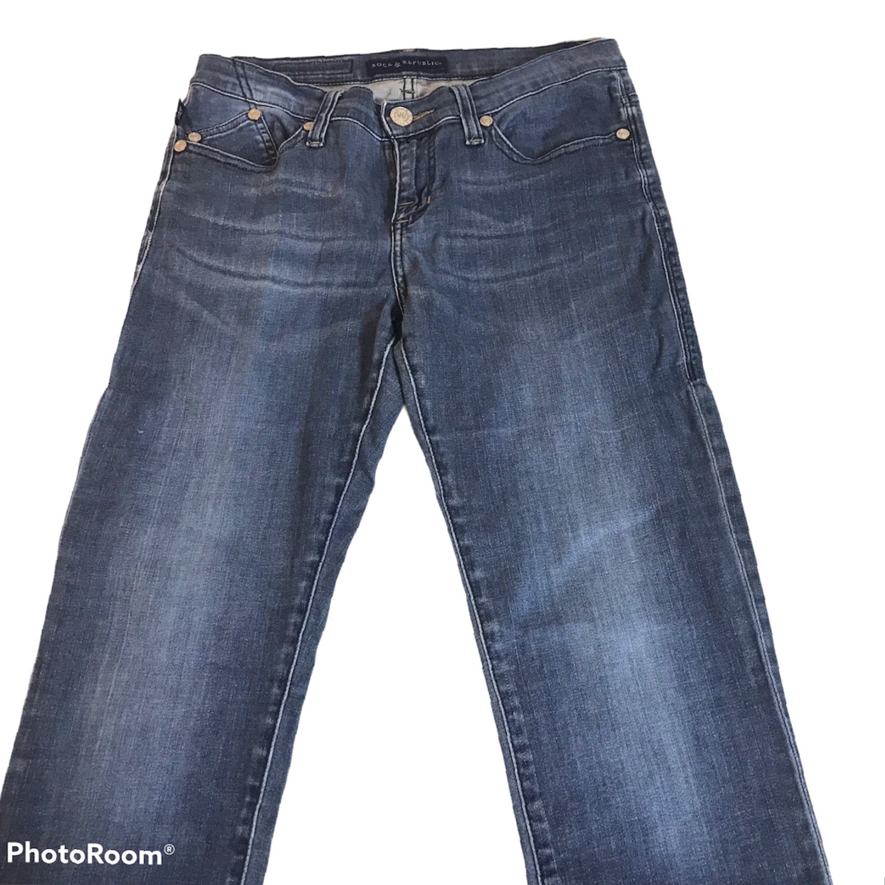 Vintage VINTAGE Rock & Republic BERLIN Womens 8 M Mid Rise Slim Straight Medium Wash Blue Size 30" / US 8 / IT 44 - 5 Thumbnail