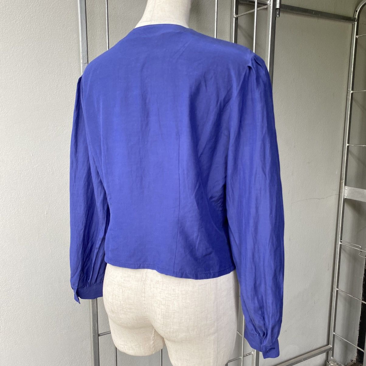 Burberry BURBERRYS Vintage Royal Blue Bow Blouse Size M / US 6-8 / IT 42-44 - 13 Thumbnail