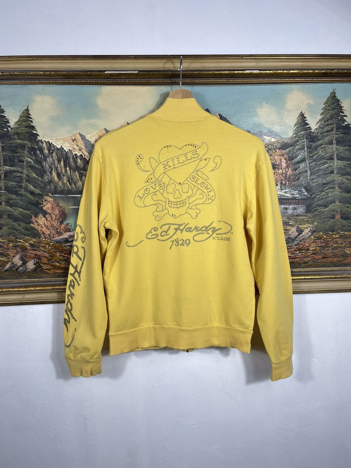 Christian Audigier × Ed Hardy × Vintage Ed Hardy Retro 00s Hoodie With Crystals Affliction Grunge Size US M / EU 48-50 / 2 - 1 Thumbnail