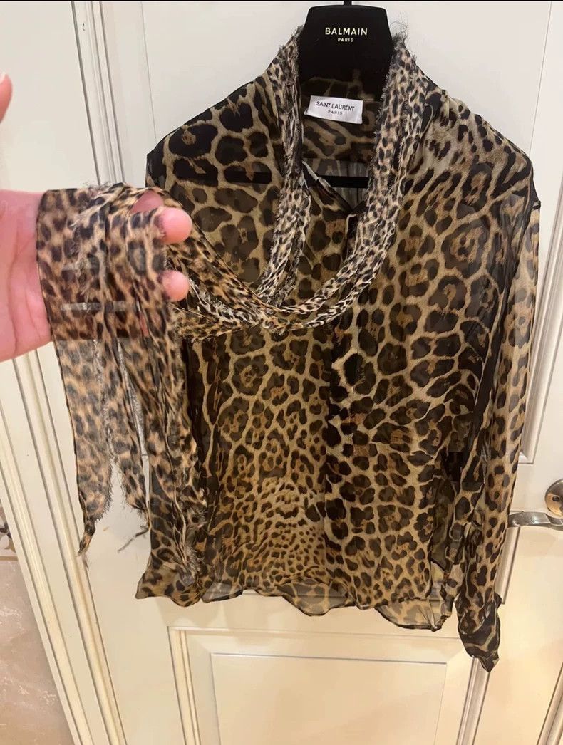 Saint Laurent Paris sheer leopard print silk shirt-2507 Size XS / US 0-2 / IT 36-38 - 9 Thumbnail