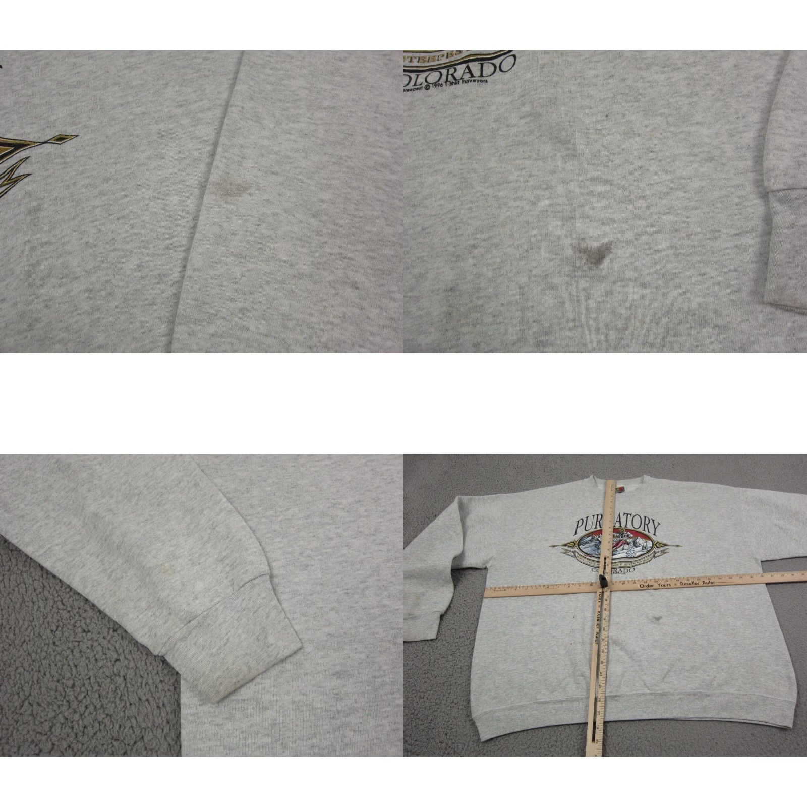 Fruit Of The Loom VINTAGE Fruit of the Loom Sweatshirt Mens 2XL Gray 90s Skiing Logo Pullover Crew Neck Casual/ Gym & Training Mens Size US XXL / EU 58 / 5 - 8 Thumbnail