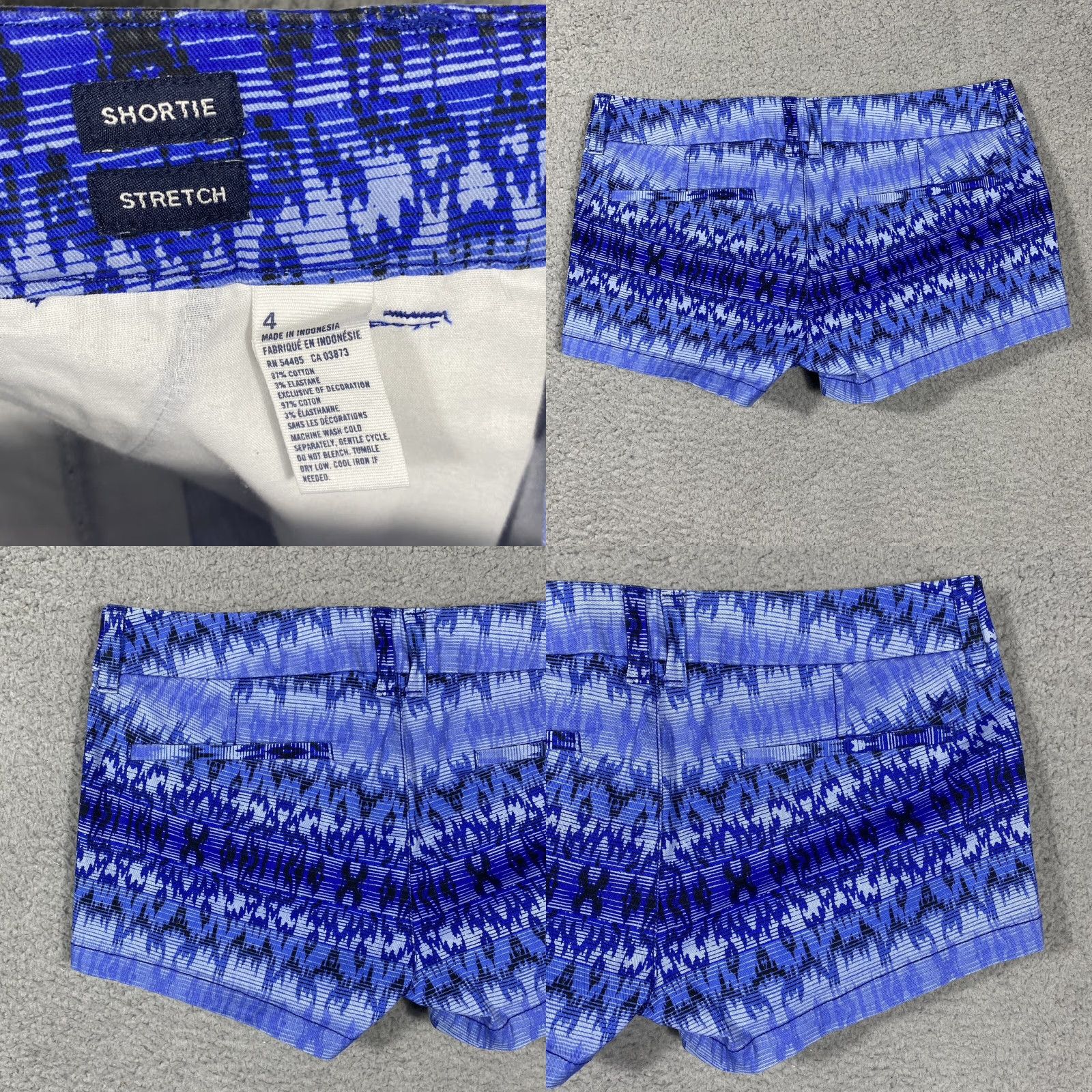 Vintage American Eagle Shorts Shortie Stretch Tribal Print Denim Size 4 Women Blue Size 27" / US 4 / IT 40 - 8 Thumbnail