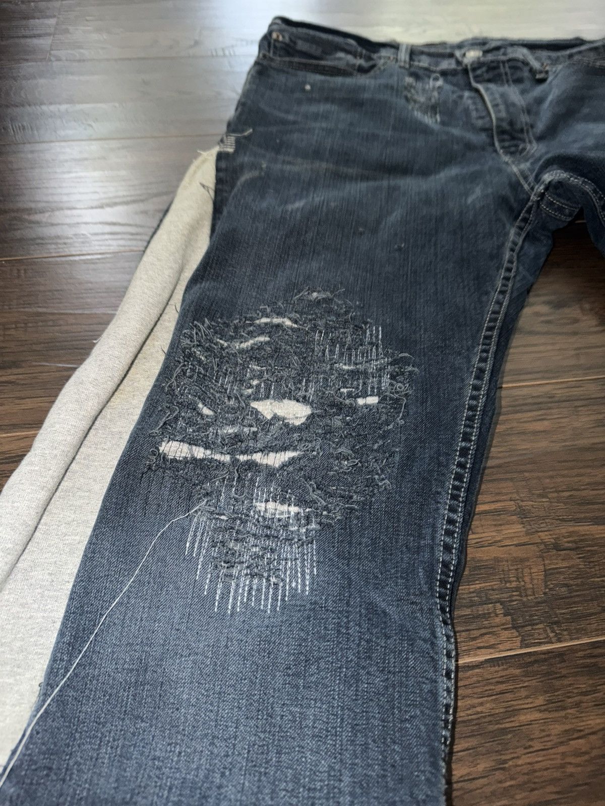 Ends Repair Sample Ends Repair Navy Blue Distressed Flared Denim Pants Size US 34 / EU 50 - 3 Thumbnail