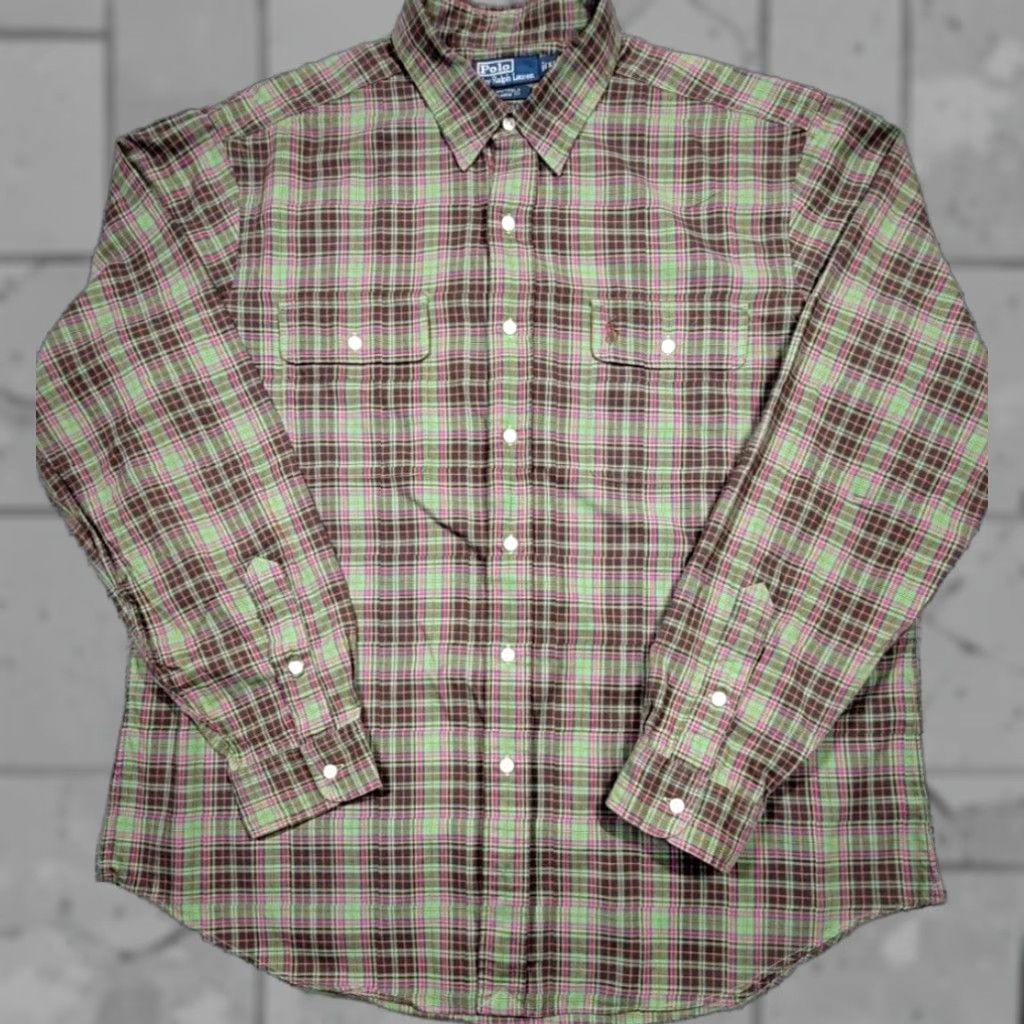 Polo Ralph Lauren VINTAGE Polo Ralph Lauren Men XL Whitfield Plaid Button Up Classic Long Sleeve Shirt Size US XL / EU 56 / 4 - 1 Thumbnail
