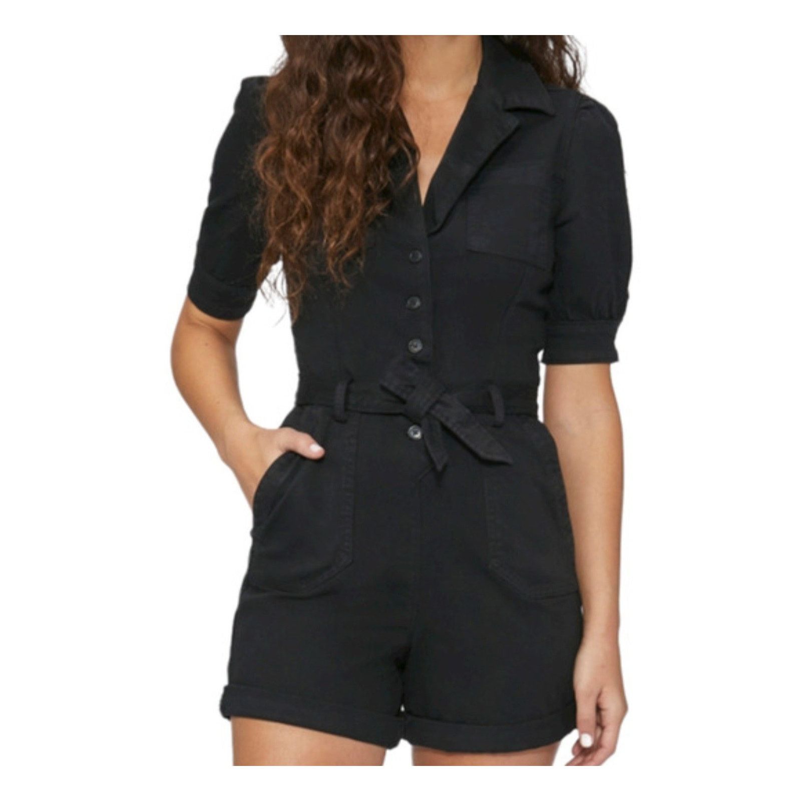 Paige Paige Mayslie Twill Short Sleeve Romper Stretchy 6 Size 28" / US 6 / IT 42 - 2 Thumbnail
