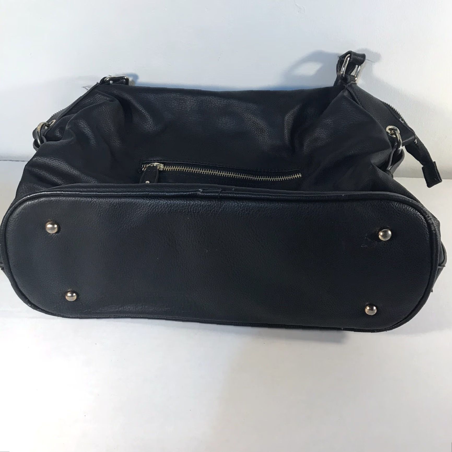 Vintage Big Buddha Black Faux Leather Satchel Bag XL - Basket Weave Design, Business Casual Travel, Womens Size ONE SIZE - 3 Thumbnail