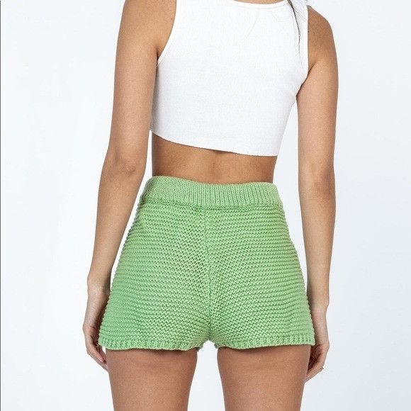PRINCESS POLLY Princess Polly Women's Green Knit Shorts Size S/M Summer Ca Size 25" / US 0 / IT 36 - 7 Thumbnail