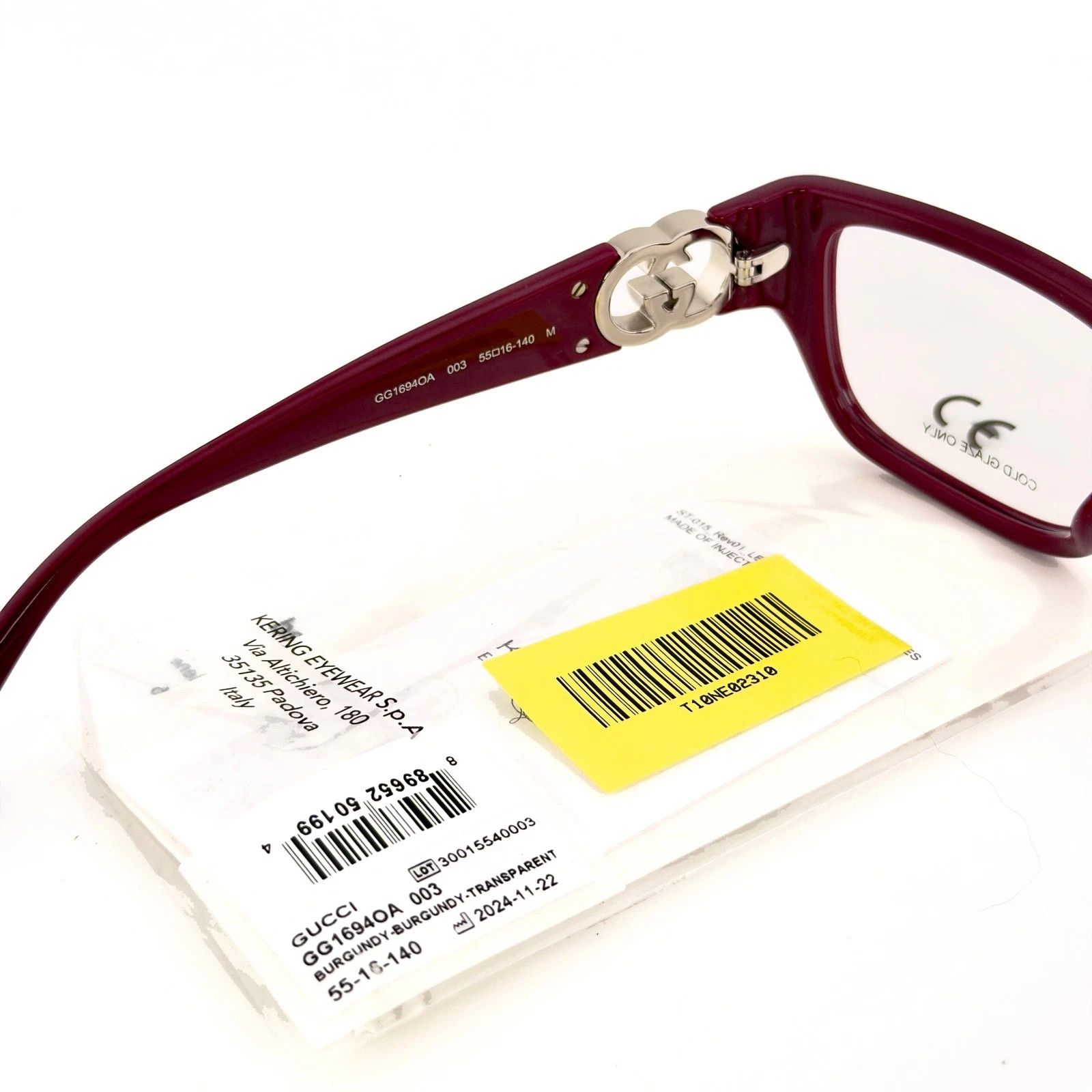 Gucci GUCCI GG1694O 1694 Burgundy Geometric Unisex Eyeglasses 003 Size ONE SIZE - 6 Thumbnail