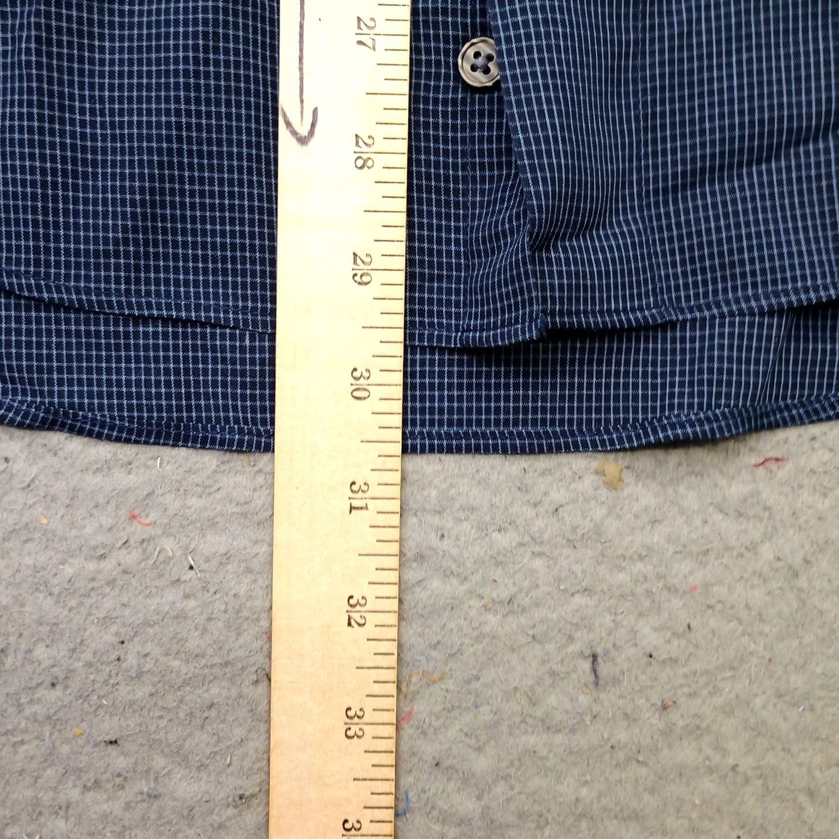 Van Heusen Van Heusen Dress Shirt Mens L Blue Gingham Wrinkle Free Button Up Size 42R - 4 Thumbnail