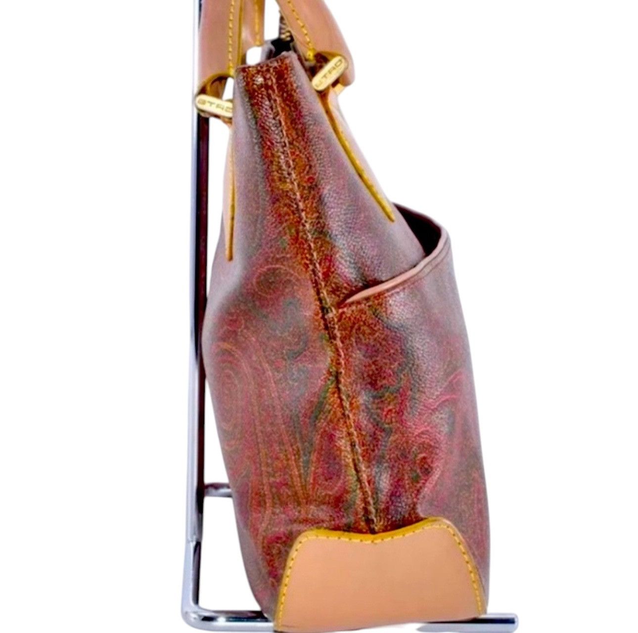 Etro ETRO Paisley Hand Bag PVC Leather Wine Red Brown Charm Size ONE SIZE - 8 Thumbnail