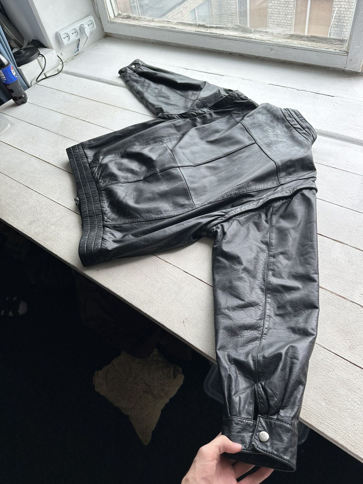 Other 🚨VNTG LEATHER JACKET AVANT GARDE ASYMMETRICAL BLACK MOTO Size US XL / EU 56 / 4 - 12 Thumbnail