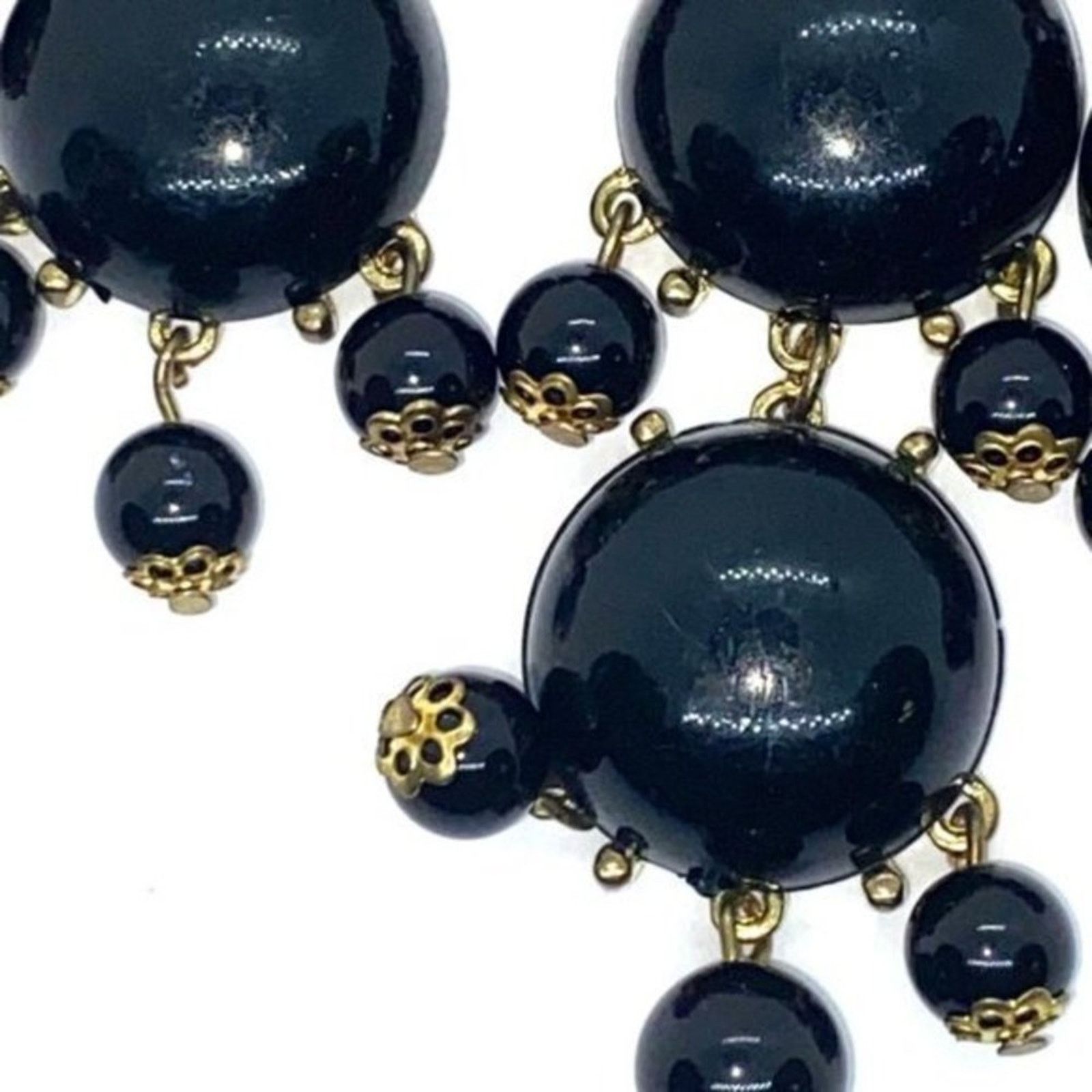 Handmade Gold-Tone Black Pendant Beaded Bib Statement Necklace Size ONE SIZE - 4 Thumbnail