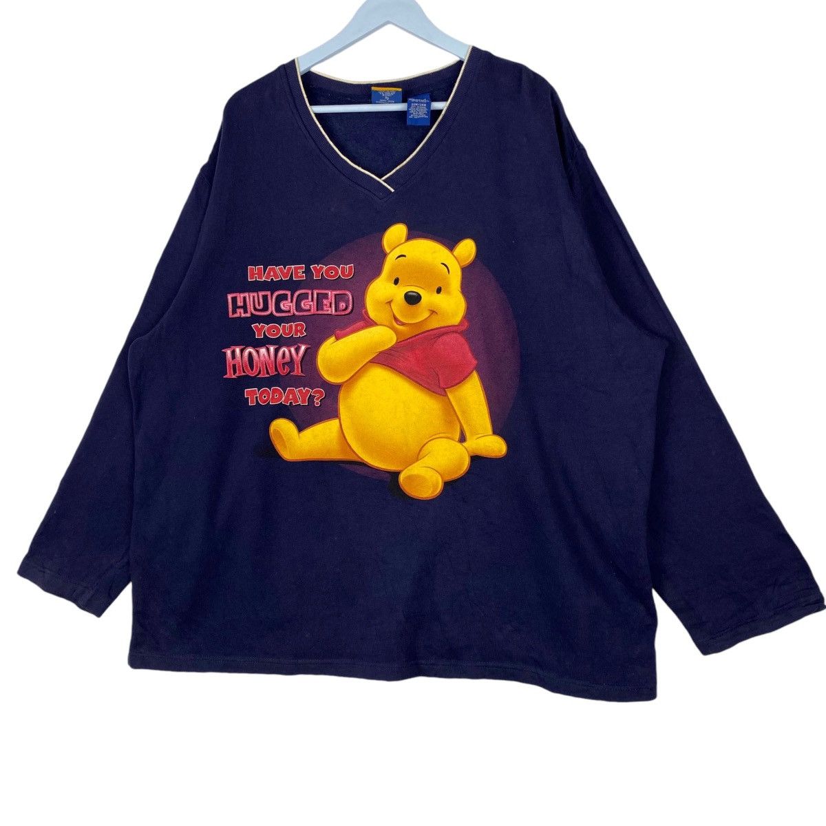 Disney × Vintage Vintage Pooh Woman V-neck Sweatshirt Navy Blue Pullover Size XXL / US 16-18 / IT 52-54 - 2 Thumbnail