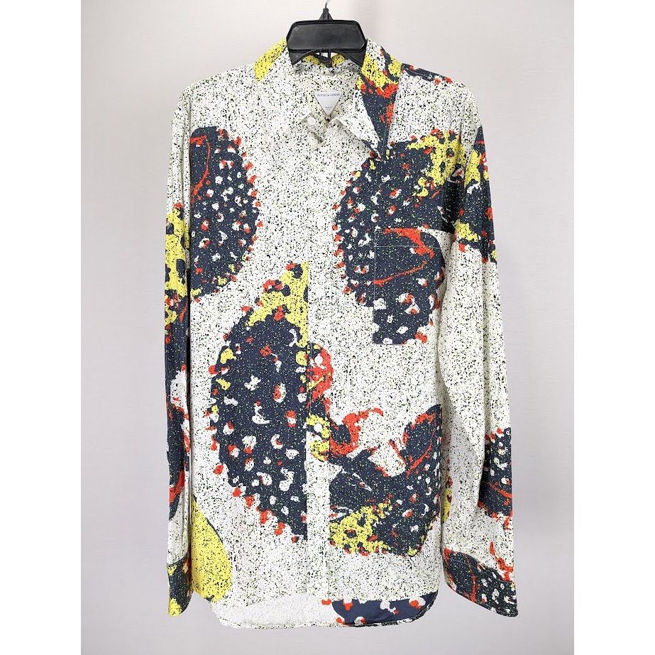 Bottega Veneta o1rshd1 Patchwork Mushrooms Shirt in Navy/Red/Yellow Size US L / EU 52-54 / 3 - 2 Thumbnail