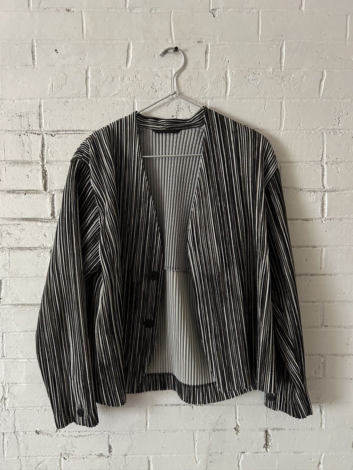 Homme Plisse Issey Miyake Striped Blazer Pleats Please 1/1 Size 48R - 1 Thumbnail