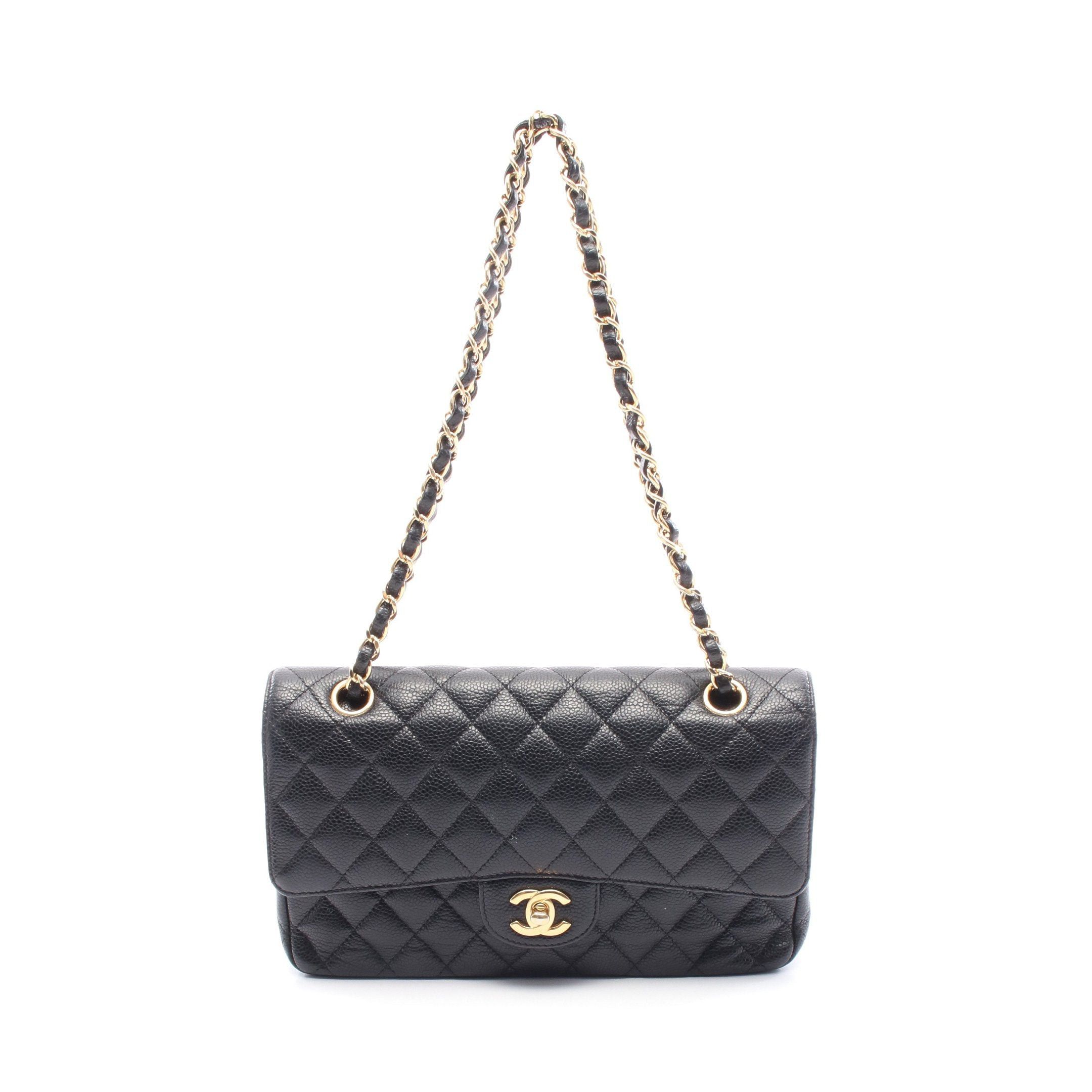 Chanel Chanel Matelasse Double Flap Chain Shoulder Bag Caviar Skin Black Gold Hardware Size ONE SIZE - 1 Thumbnail
