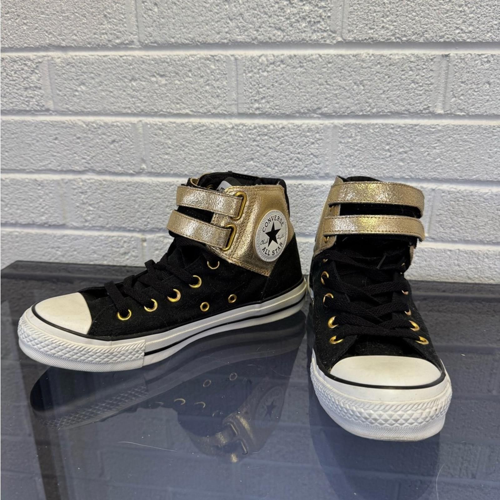 Converse Converse Black and Gold High-Top Sneakers Size US 8 / IT 38 - 4 Thumbnail