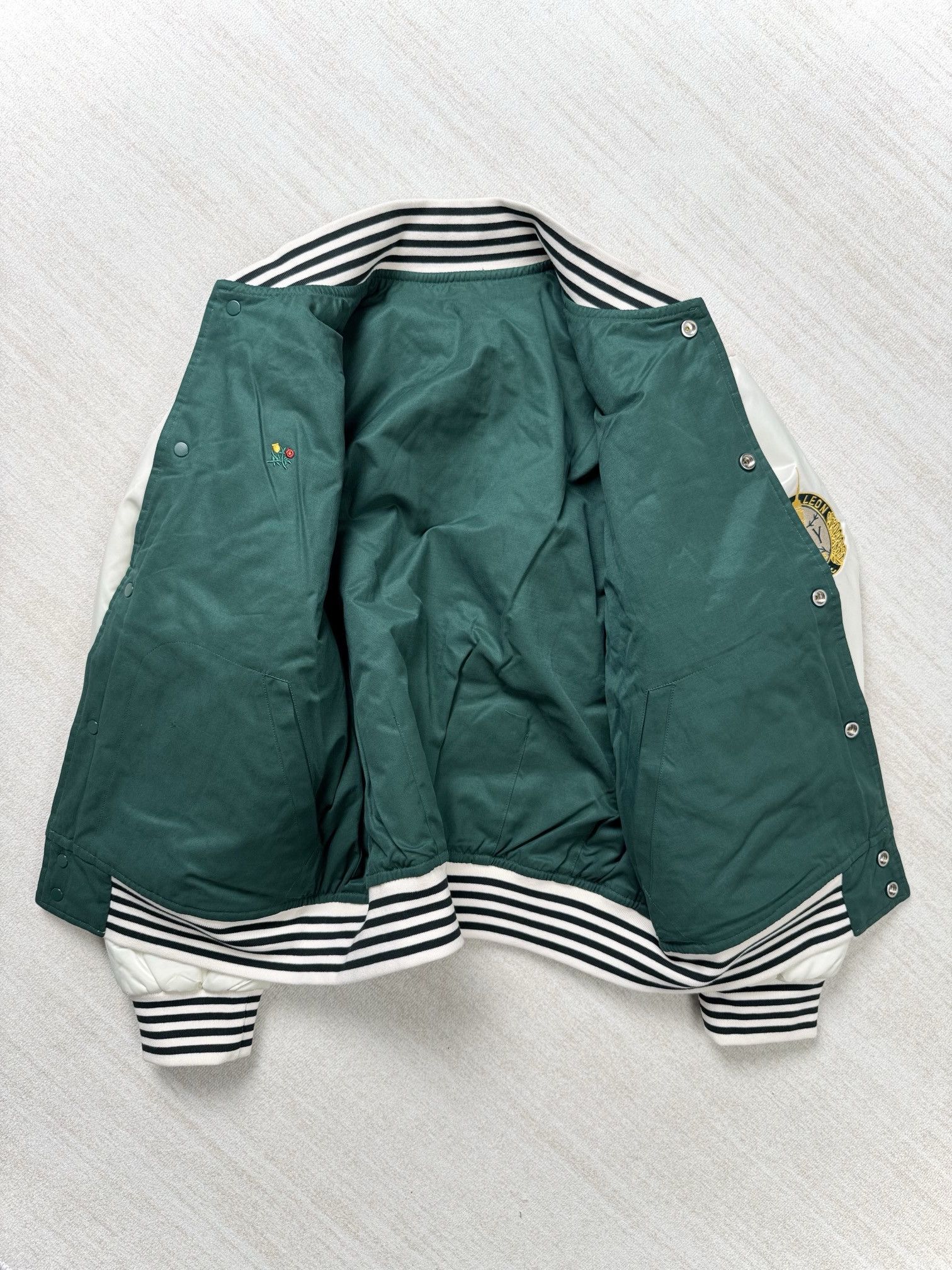 Aime Leon Dore UNWORN* ALD Reversible Satin Varsity Jacket Cream/Green Size US M / EU 48-50 / 2 - 7 Thumbnail