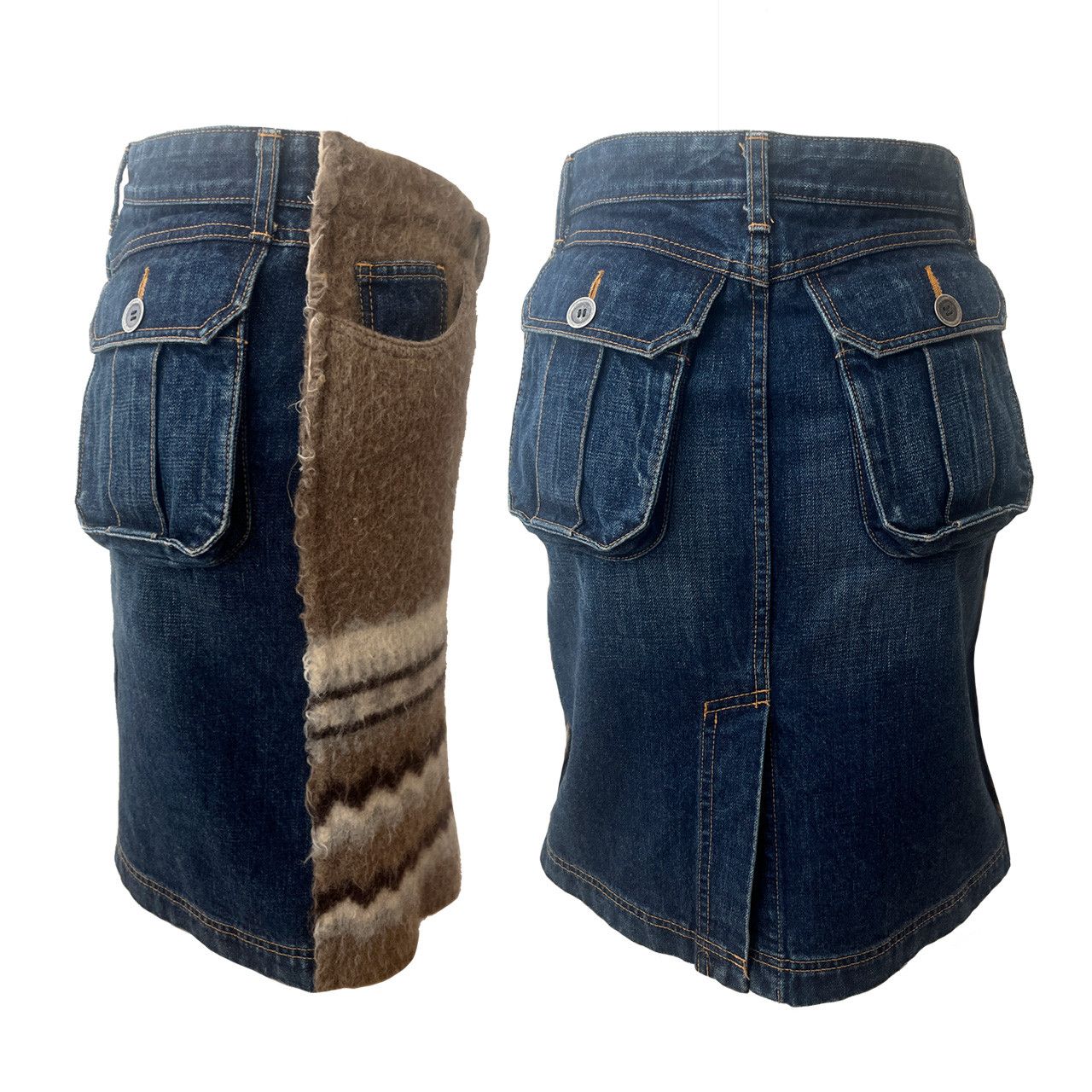 Tricot Comme des Garcons Hybrid Denim Wool Skirt Size 28" / US 6 / IT 42 - 2 Thumbnail