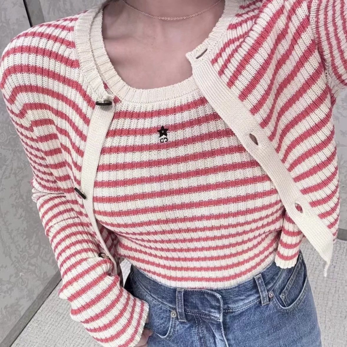 Christian Dior Monsieur Dior apr496 Star Stripe knit set women's 36 cotton Size XS / US 0-2 / IT 36-38 - 7 Thumbnail