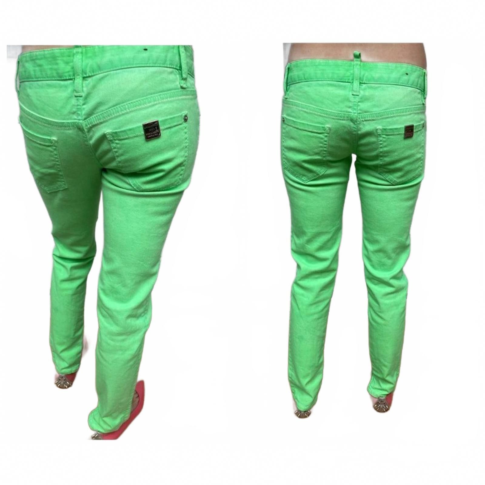 Dsquared2 Dsquared² 4 Neon Green Low-Rise Skinny Jeans Made in Italy Size 27" / US 4 / IT 40 - 2 Thumbnail